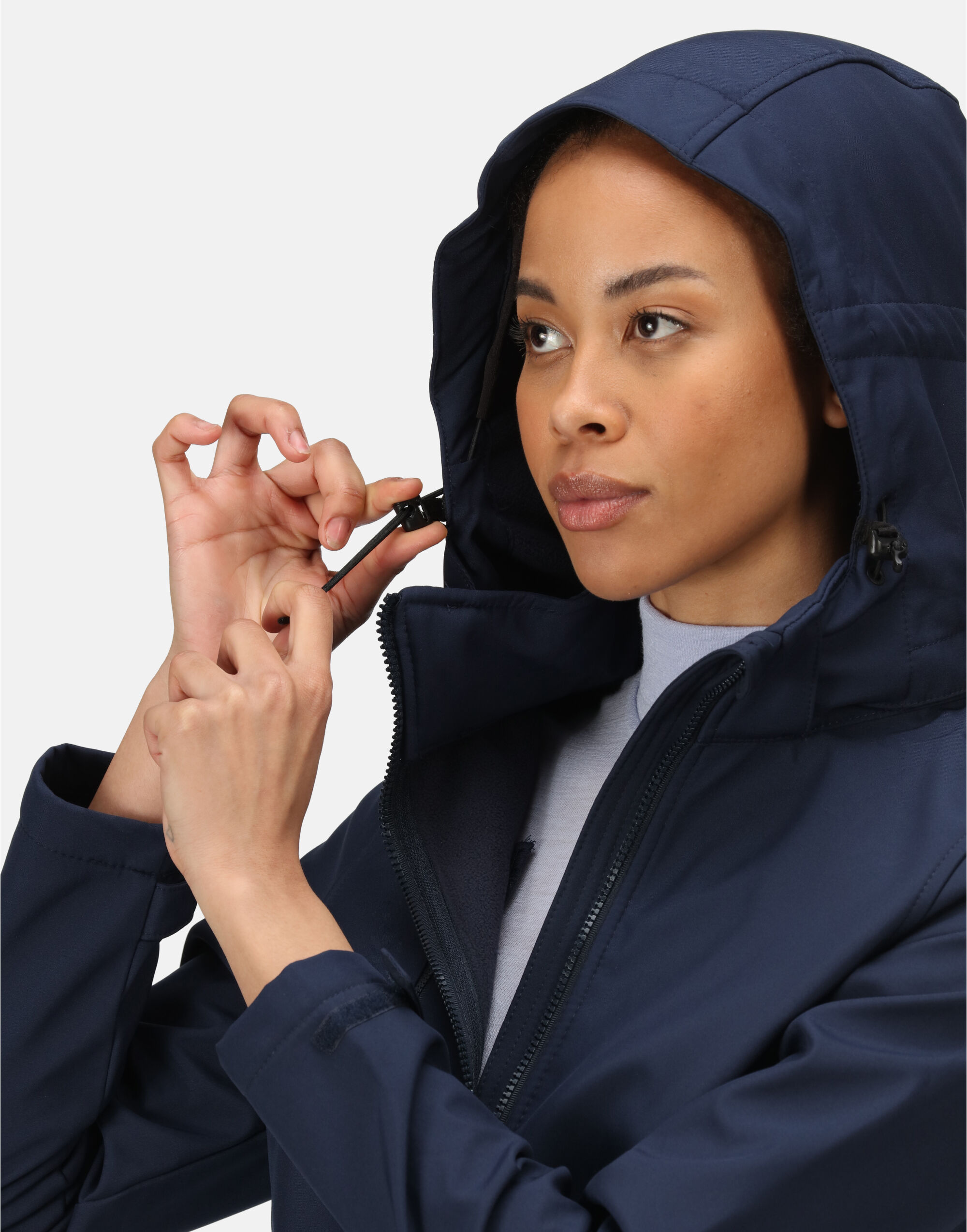 TRA702 Navy/Navy Women’s Venturer Hooded Softshell