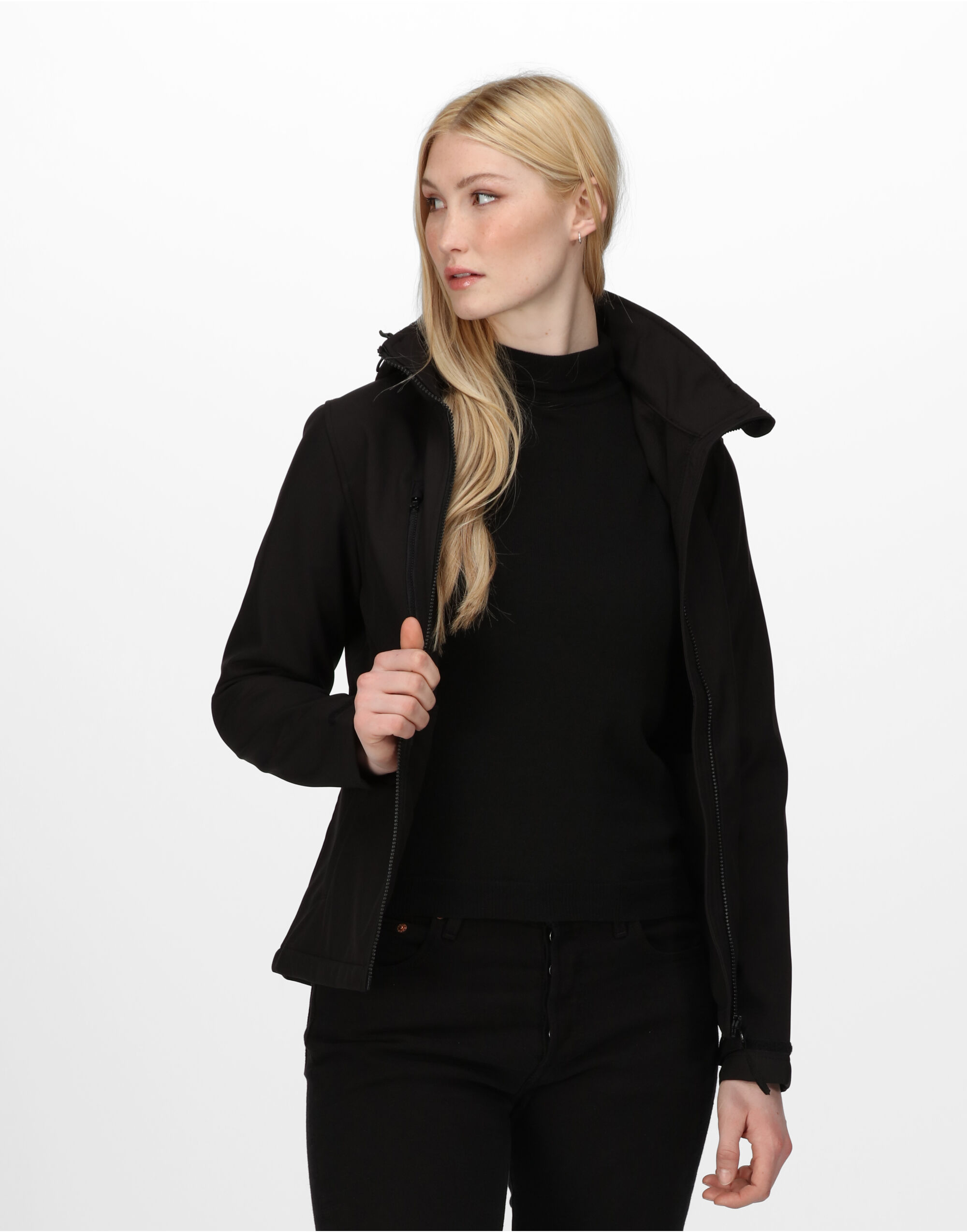 TRA702 Women’s Venturer Hooded Softshell Black/Black