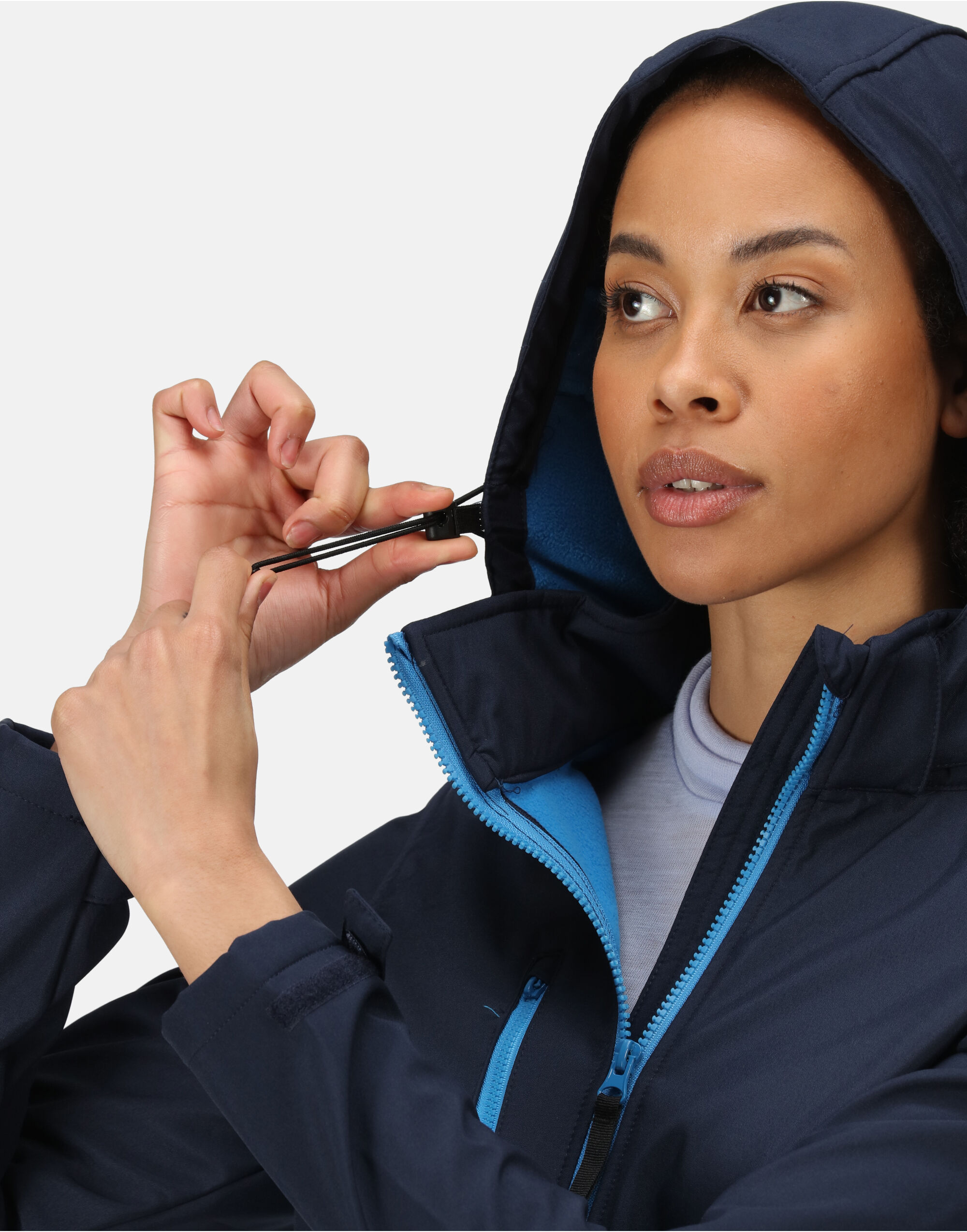 TRA702 Navy/ French Blue Women’s Venturer Hooded Softshell