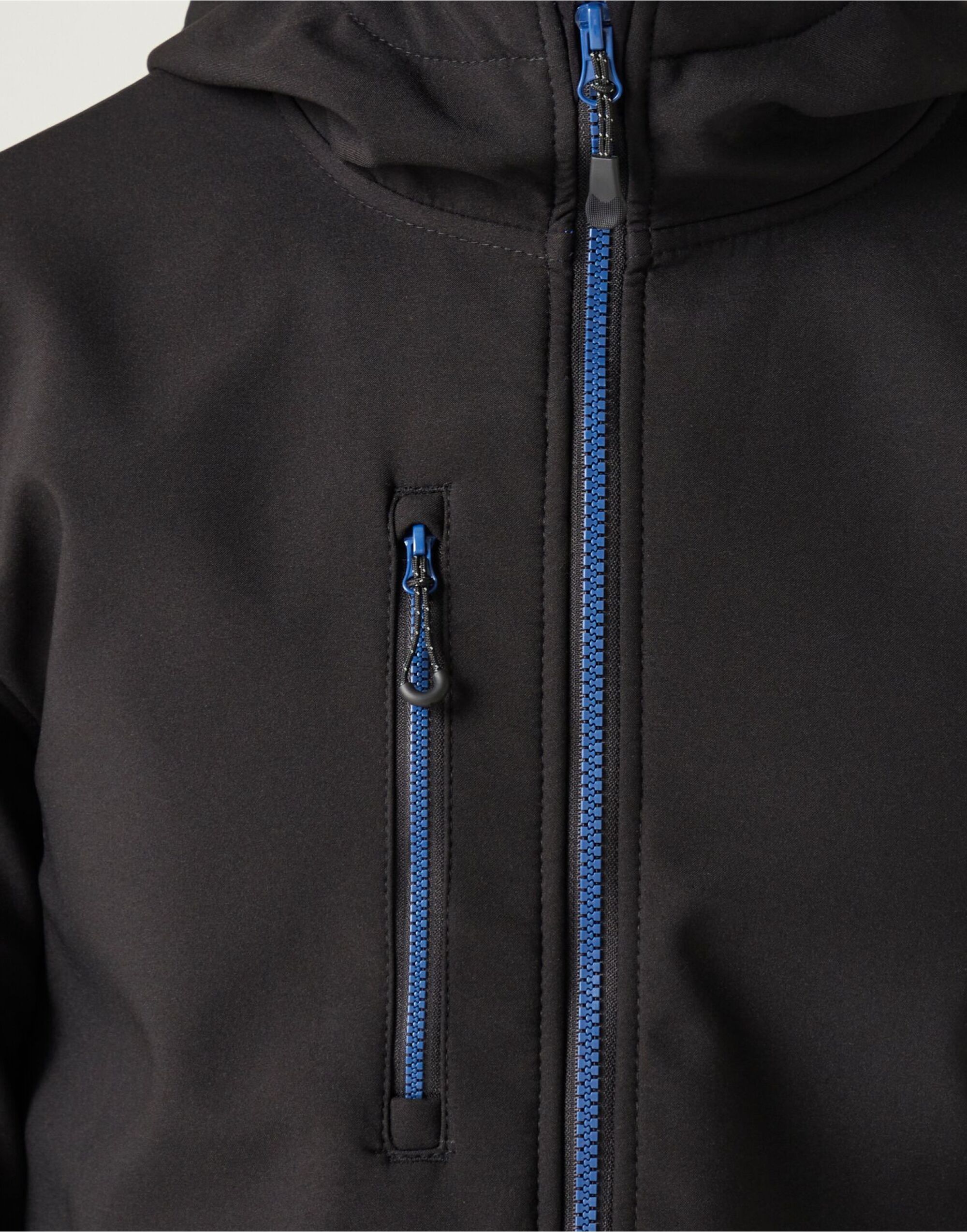 TRA705 Navigate 2-Layer Hooded Softshell Jacket Black/New Royal