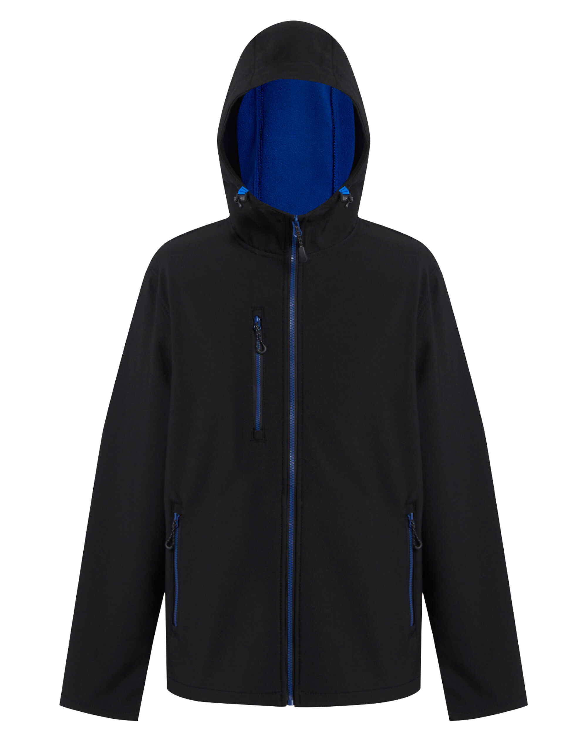 TRA705 Navigate 2-Layer Hooded Softshell Jacket Black/New Royal
