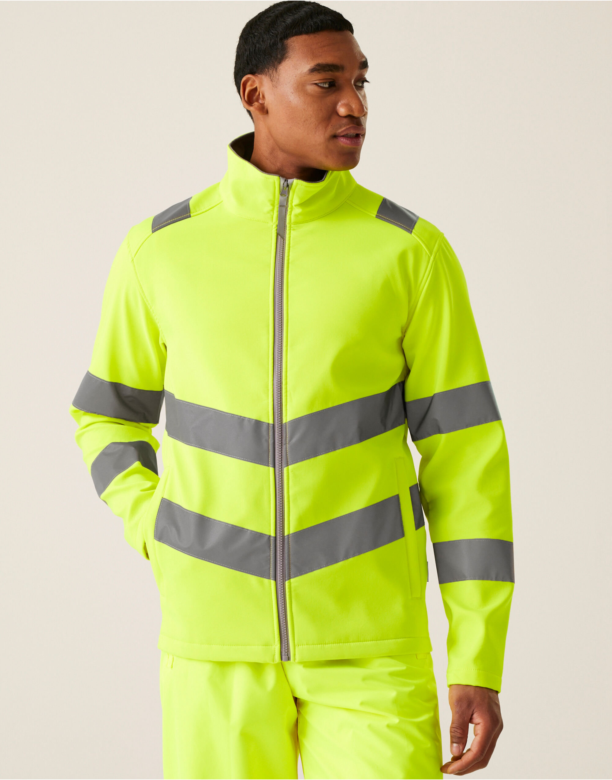 TRA712 Hi-Vis Yellow Hi-Vis Pro Contract Ablaze 2 Layer Softshell Jacket (Class 3)