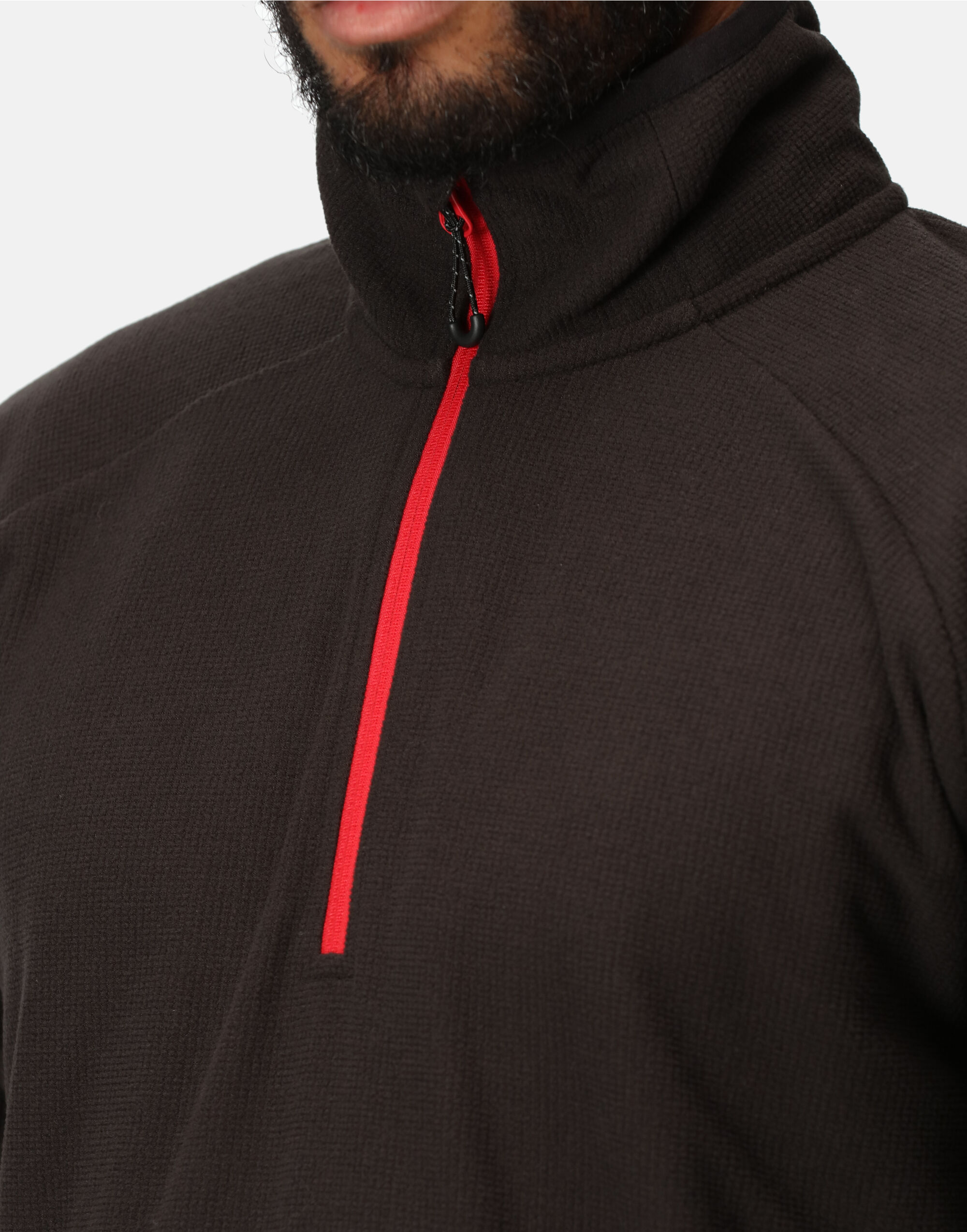 TRF691 Mens Navigate Half Zip Fleece Black/Classic Red