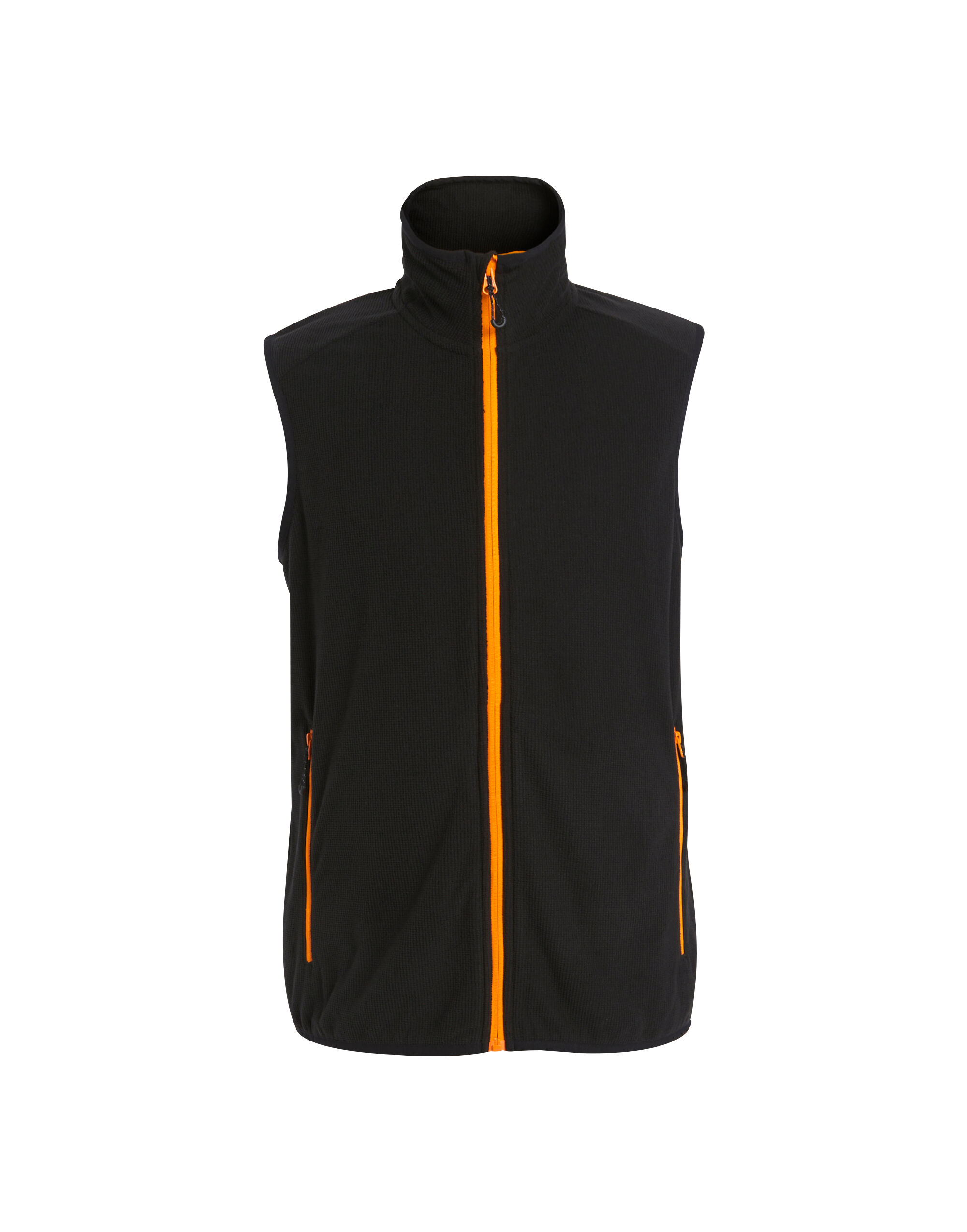 TRF695 Mens Navigate Fleece Bodywarmer Black Orange Pop