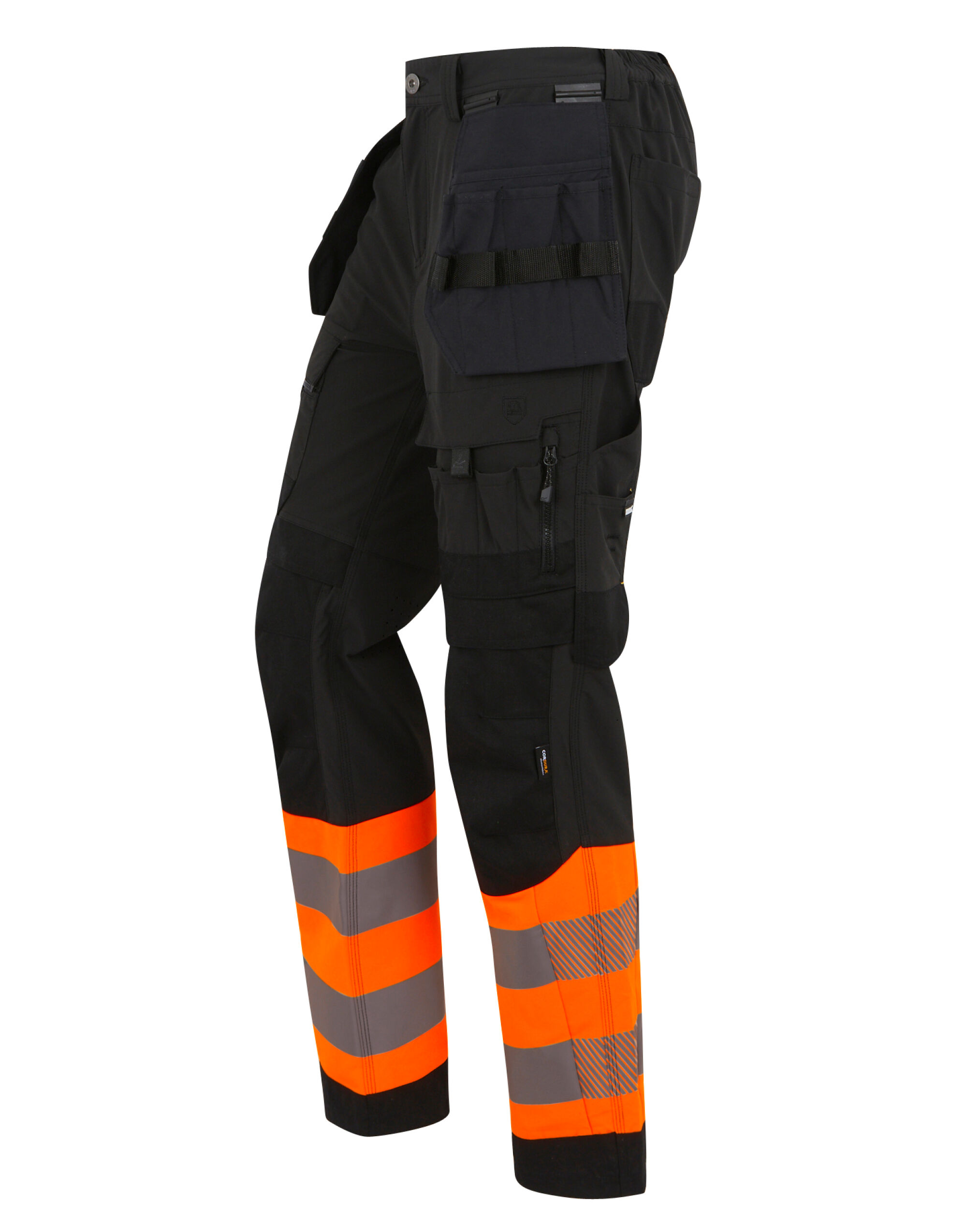 TRJ480R Hi-Vis X-Pro Stretch Holster Trousers (Class 1) Black/Hi-Vis Orange