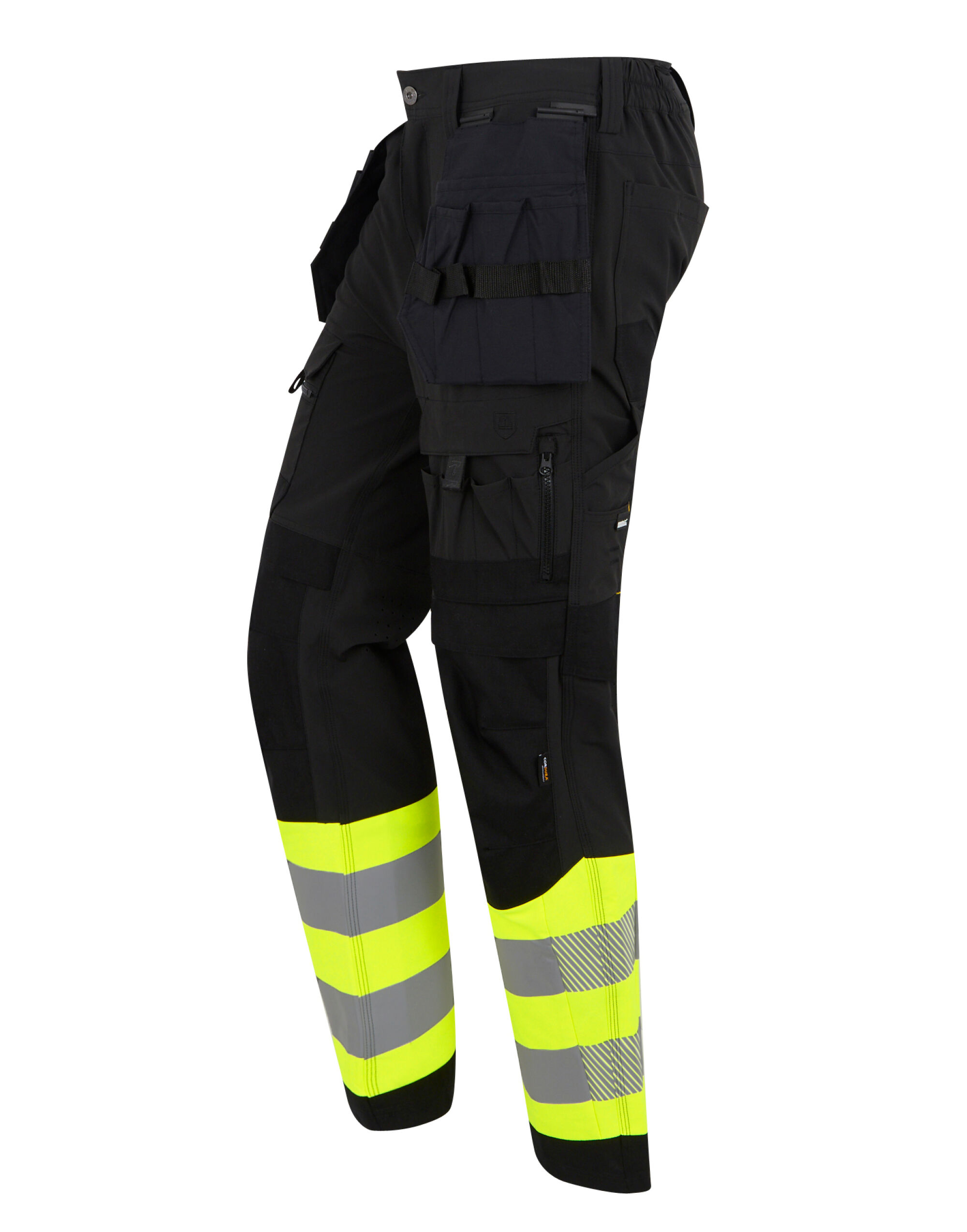 TRJ480R Hi-Vis X-Pro Stretch Holster Trousers (Class 1) Black/Hi-Vis Yellow