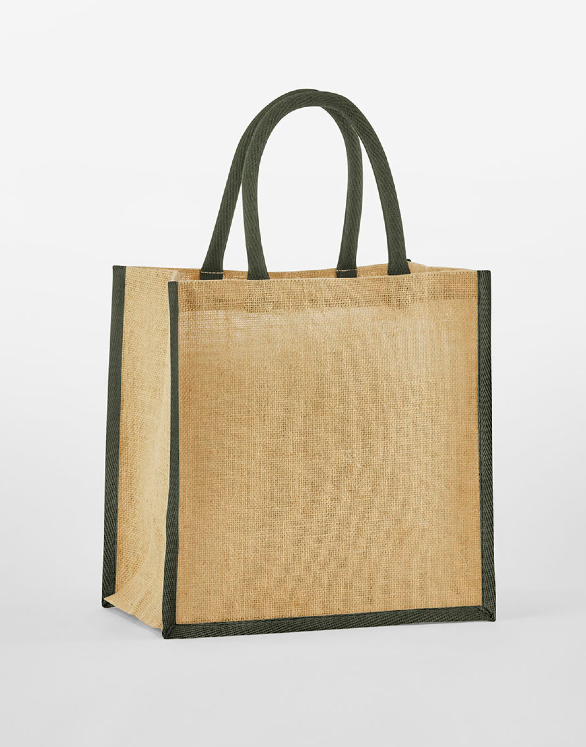 W477 Natural Starched Jute Mini Gift Bag Natural/Olive Green