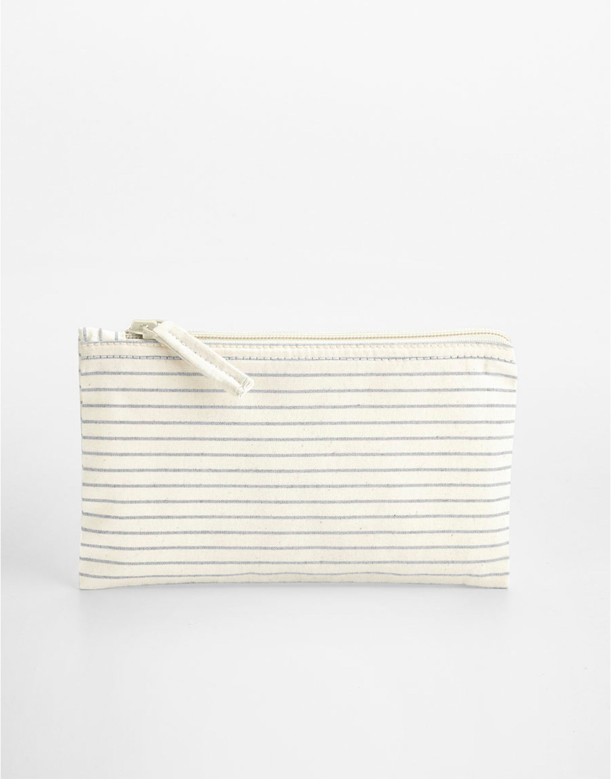 W253 Grey Stripe Striped Organic Cotton Accessory Pouch