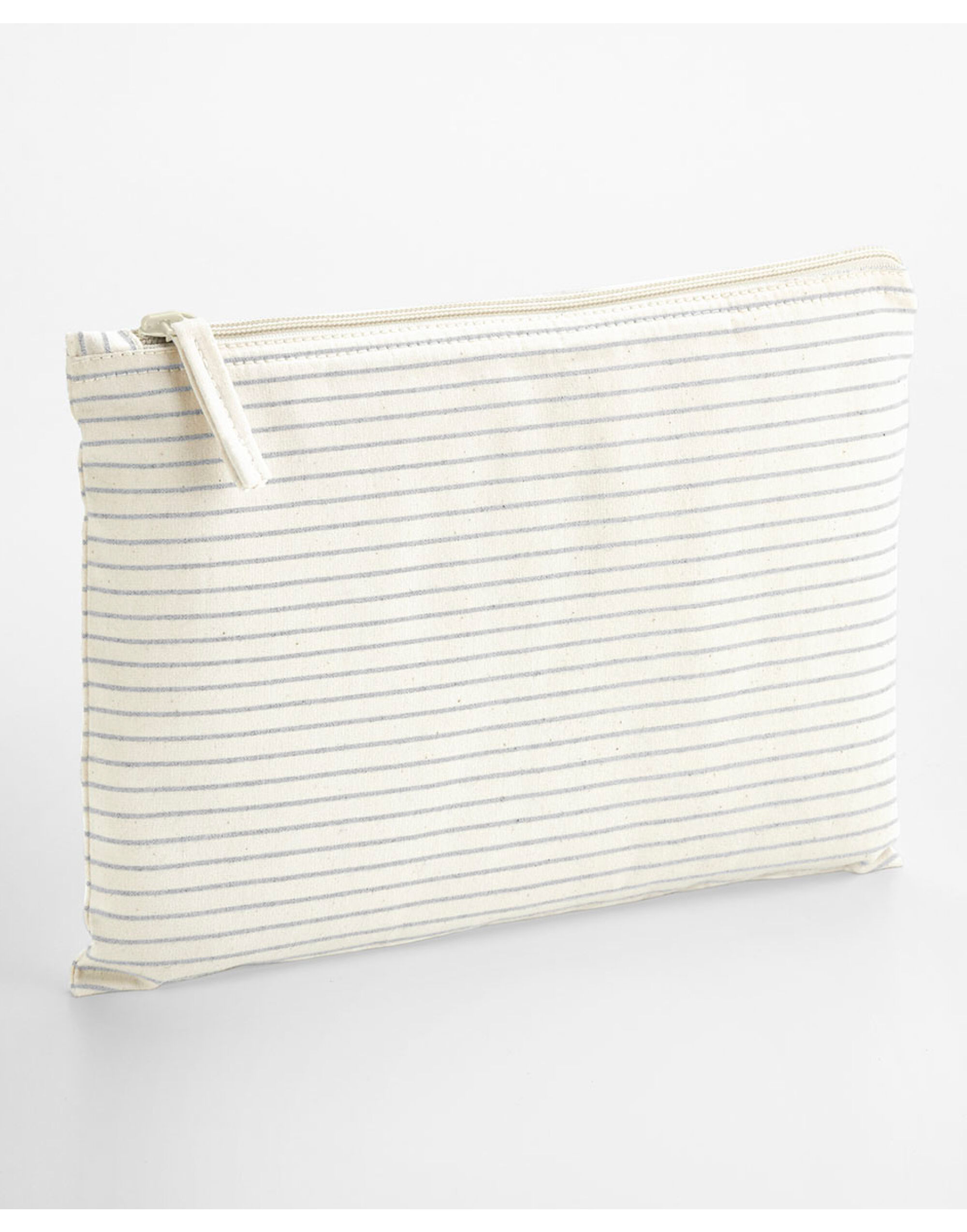 W253 Grey Stripe Striped Organic Cotton Accessory Pouch