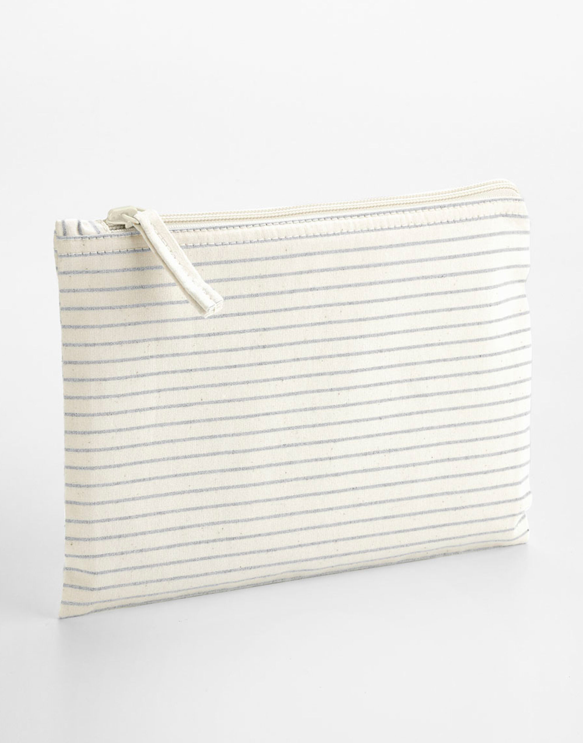 W253 Grey Stripe Striped Organic Cotton Accessory Pouch