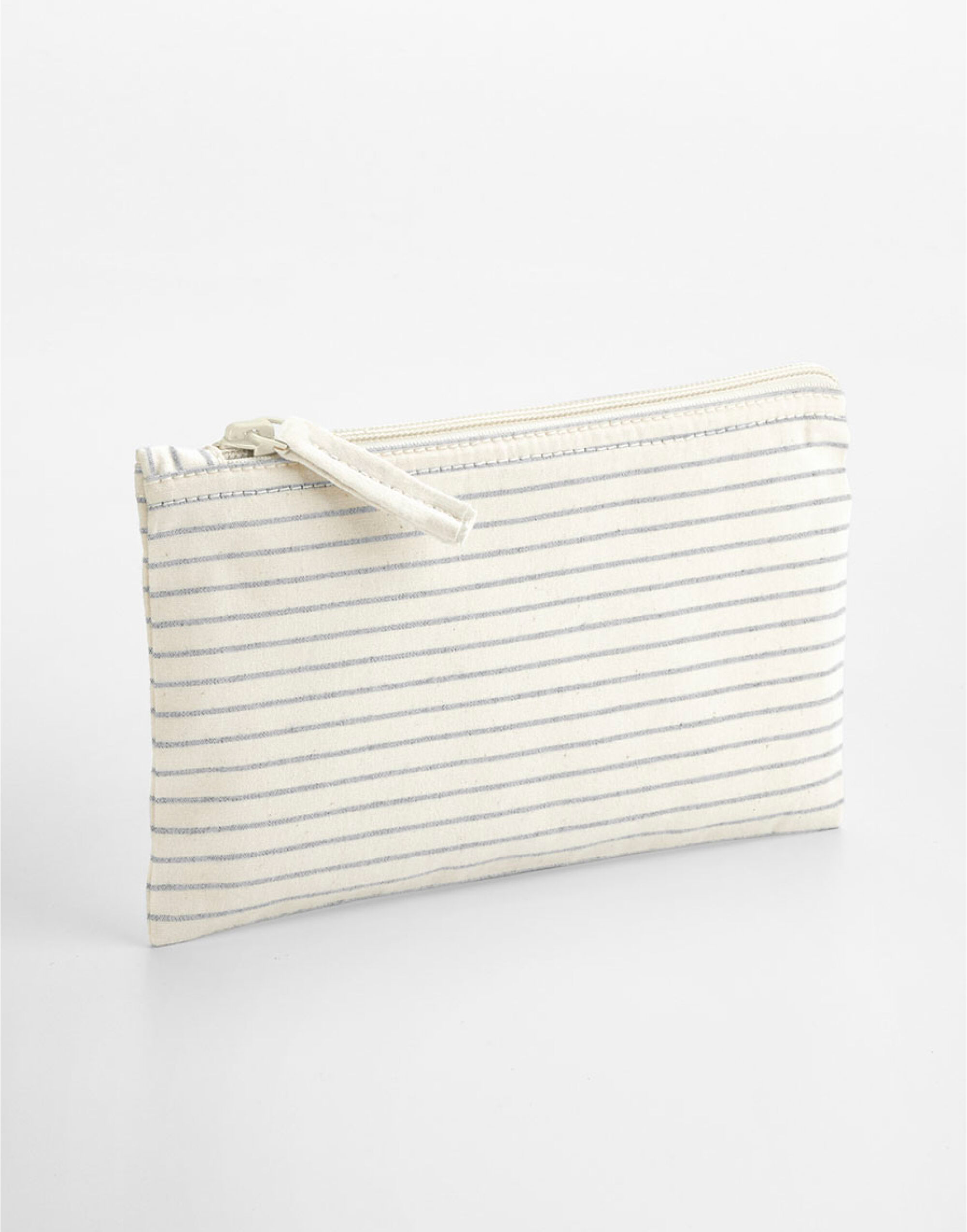 W253 Grey Stripe Striped Organic Cotton Accessory Pouch