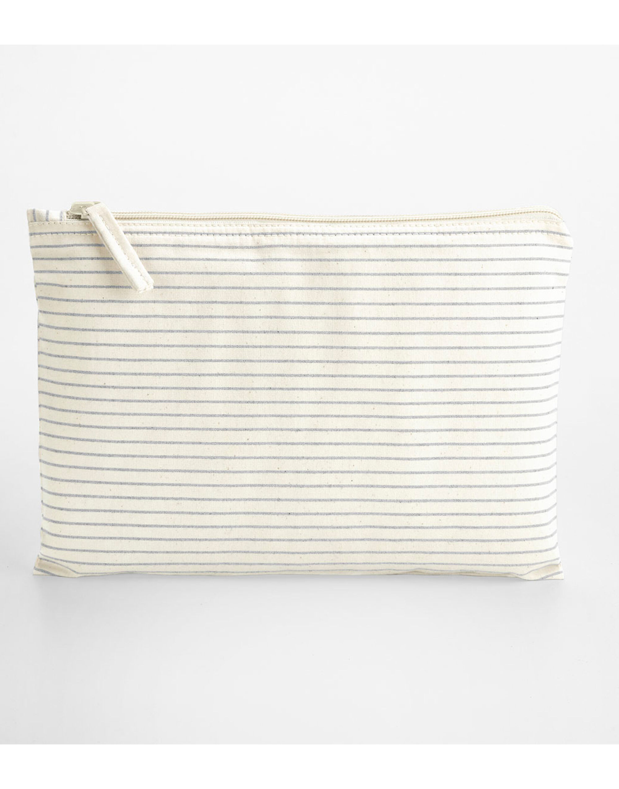W253 Grey Stripe Striped Organic Cotton Accessory Pouch