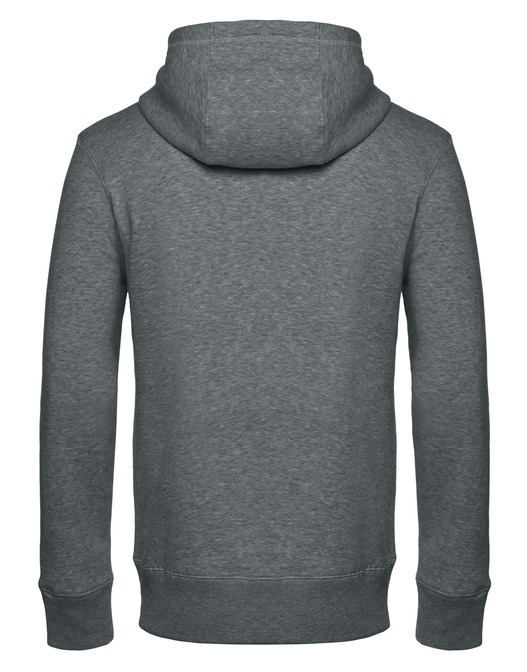 WU03K KING Zipped Hood Heather Mid Grey