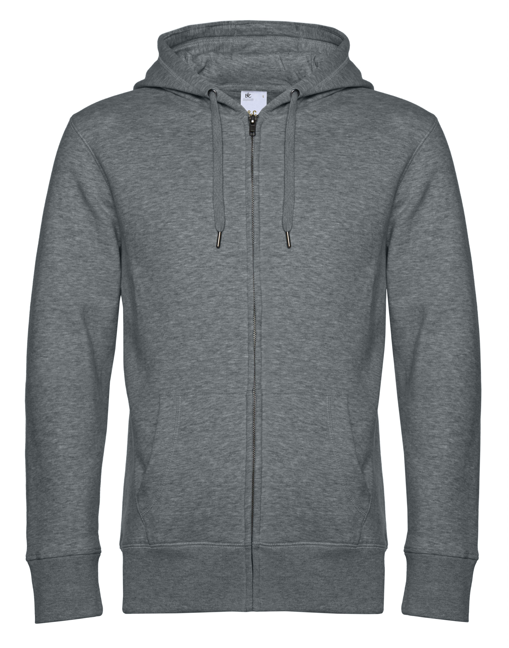 WU03K KING Zipped Hood Heather Mid Grey