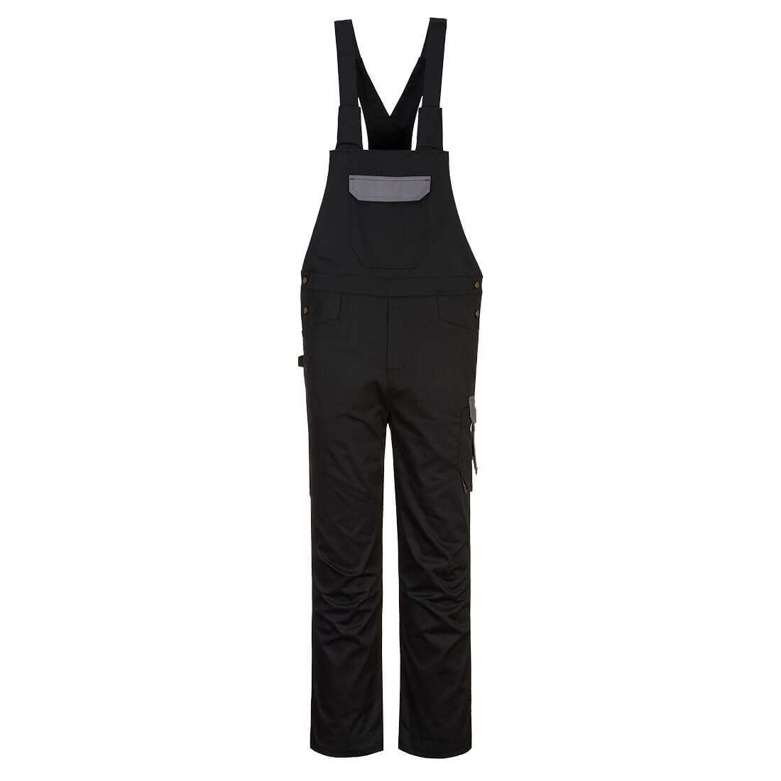 PW243 PW2 Bib and Brace Black/Zoom Grey