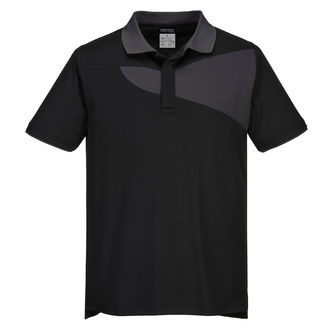 PW210 Two Tone Polo Shirt S/S Black/Zoom Grey