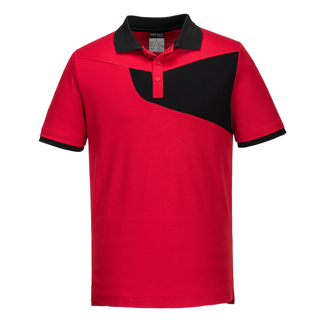 PW210 Two Tone Polo Shirt S/S Red/Black PW210 Two Tone Polo Shirt S/S Red/Black