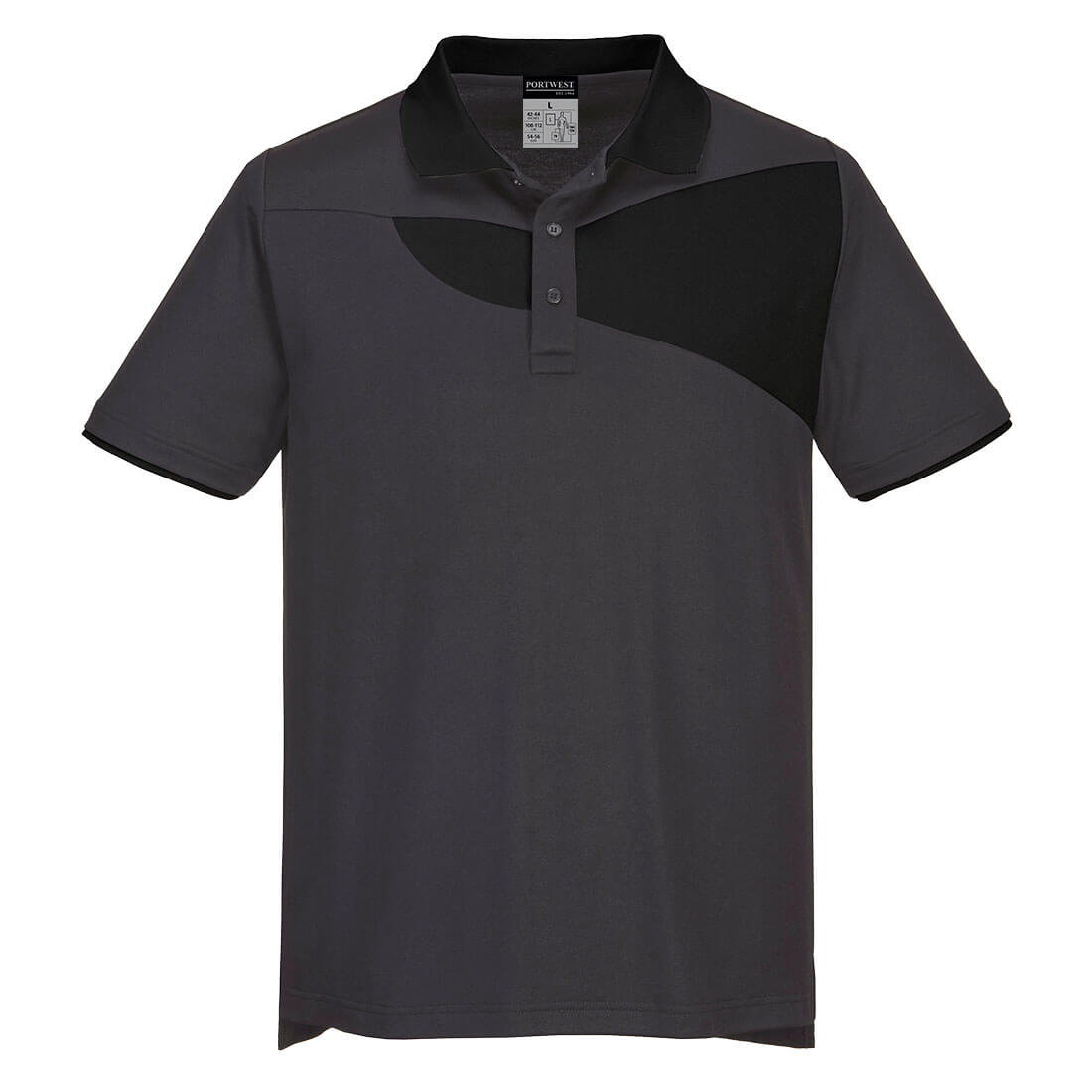 PW210 Two Tone Polo Shirt S/S Zoom Grey/Black