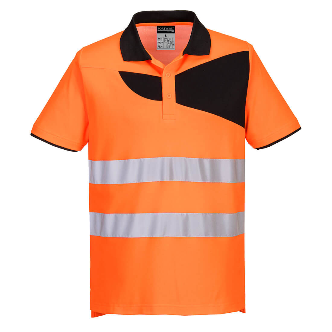 PW212 PW2 Hi-Vis Cotton Comfort Polo Shirt S/S Orange/Black
