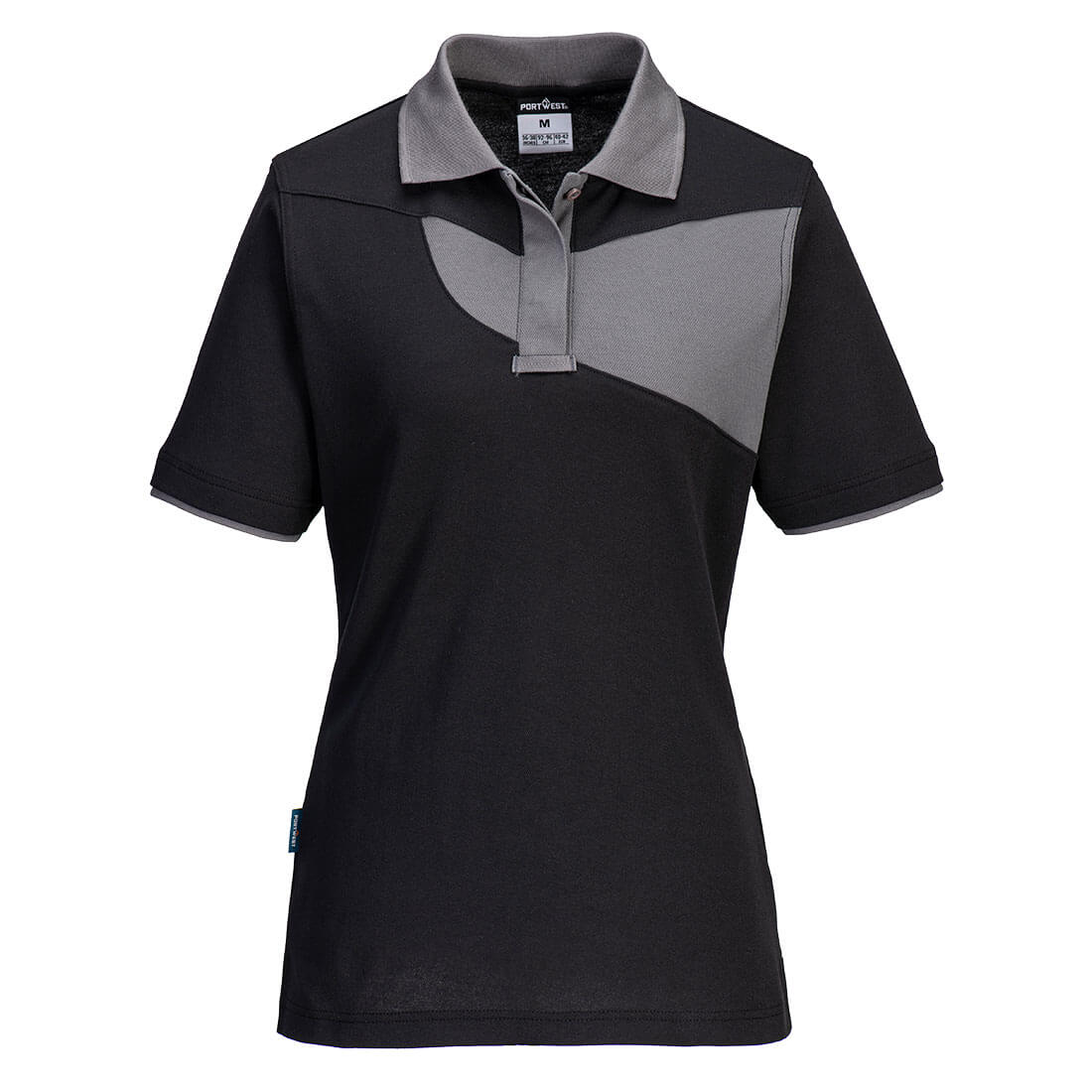 PW219 PW2 Women’s Polo Shirt S/S Black/Zoom Grey