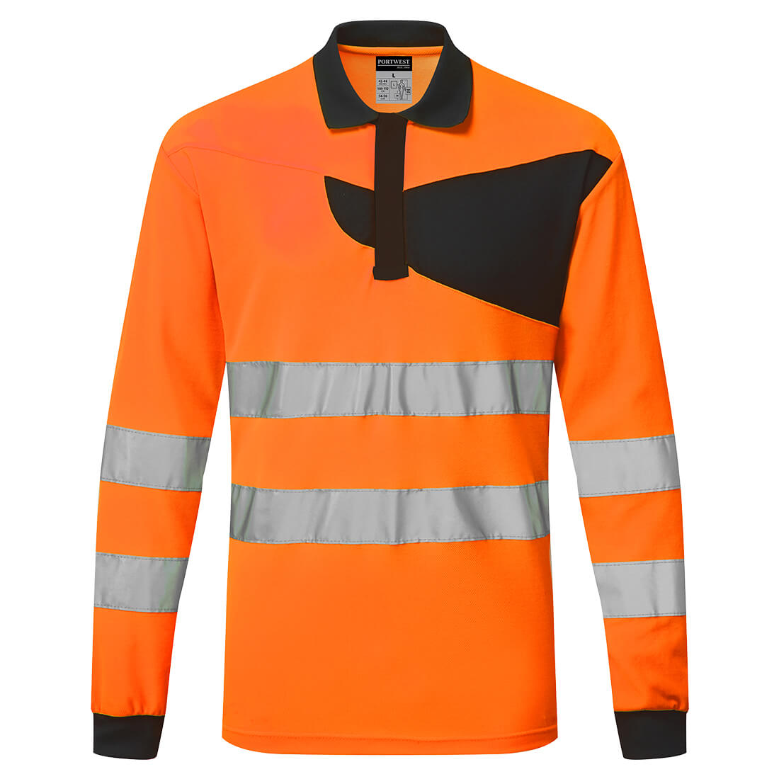 PW220 PW2 Hi-Vis Polo Shirt L/S Orange/Black PW220 PW2 Hi-Vis Polo Shirt L/S Orange/Black