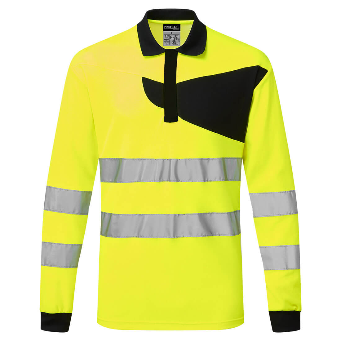 PW220 PW2 Hi-Vis Polo Shirt L/S Yellow/Black PW220 PW2 Hi-Vis Polo Shirt L/S Yellow/Black