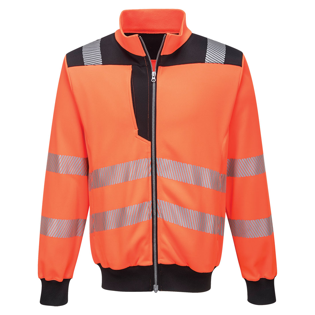 PW370 PW3 Hi-Vis Zip Sweatshirt Orange/Black