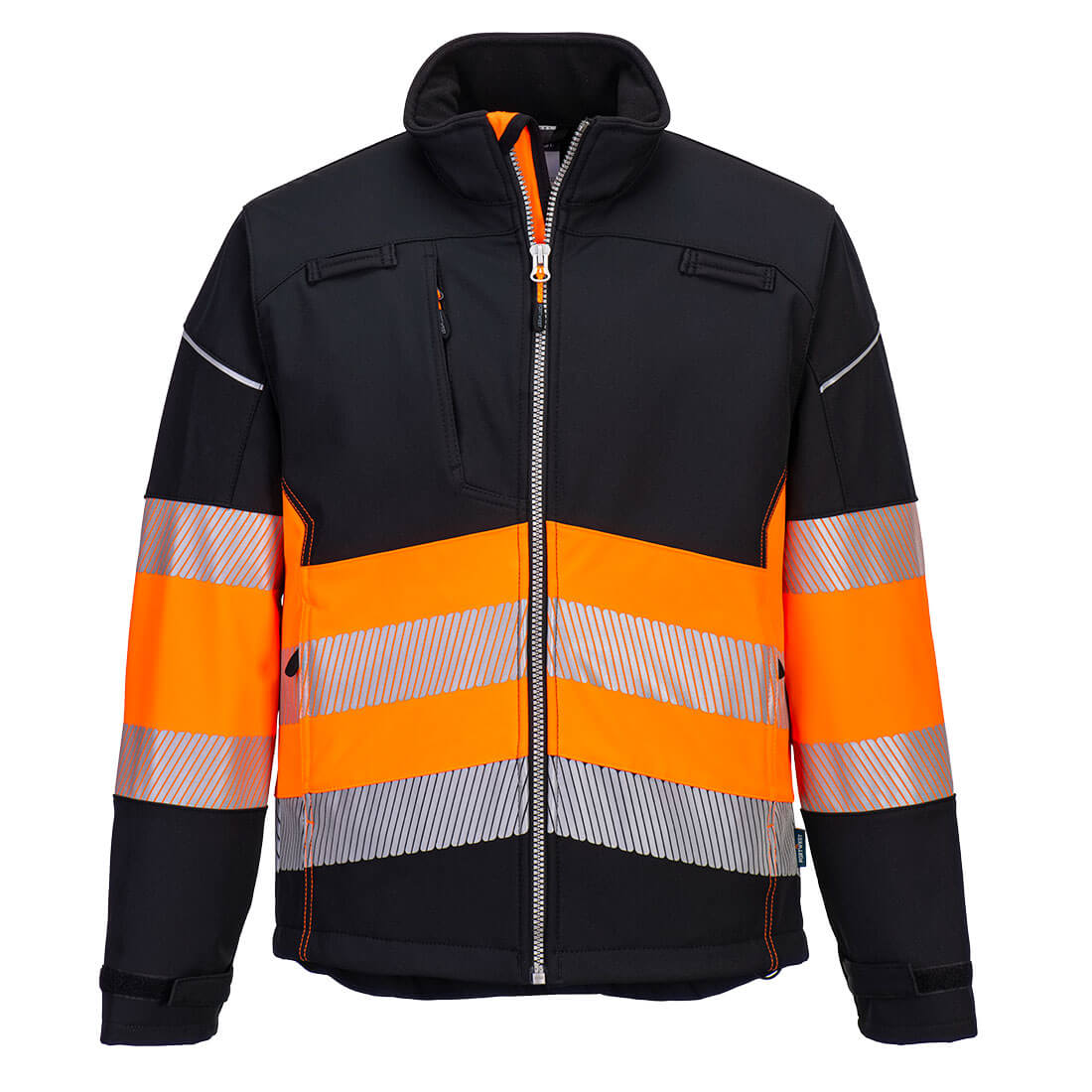 PW375 PW3 Hi-Vis Class 1 Softshell (3L) Black/Orange