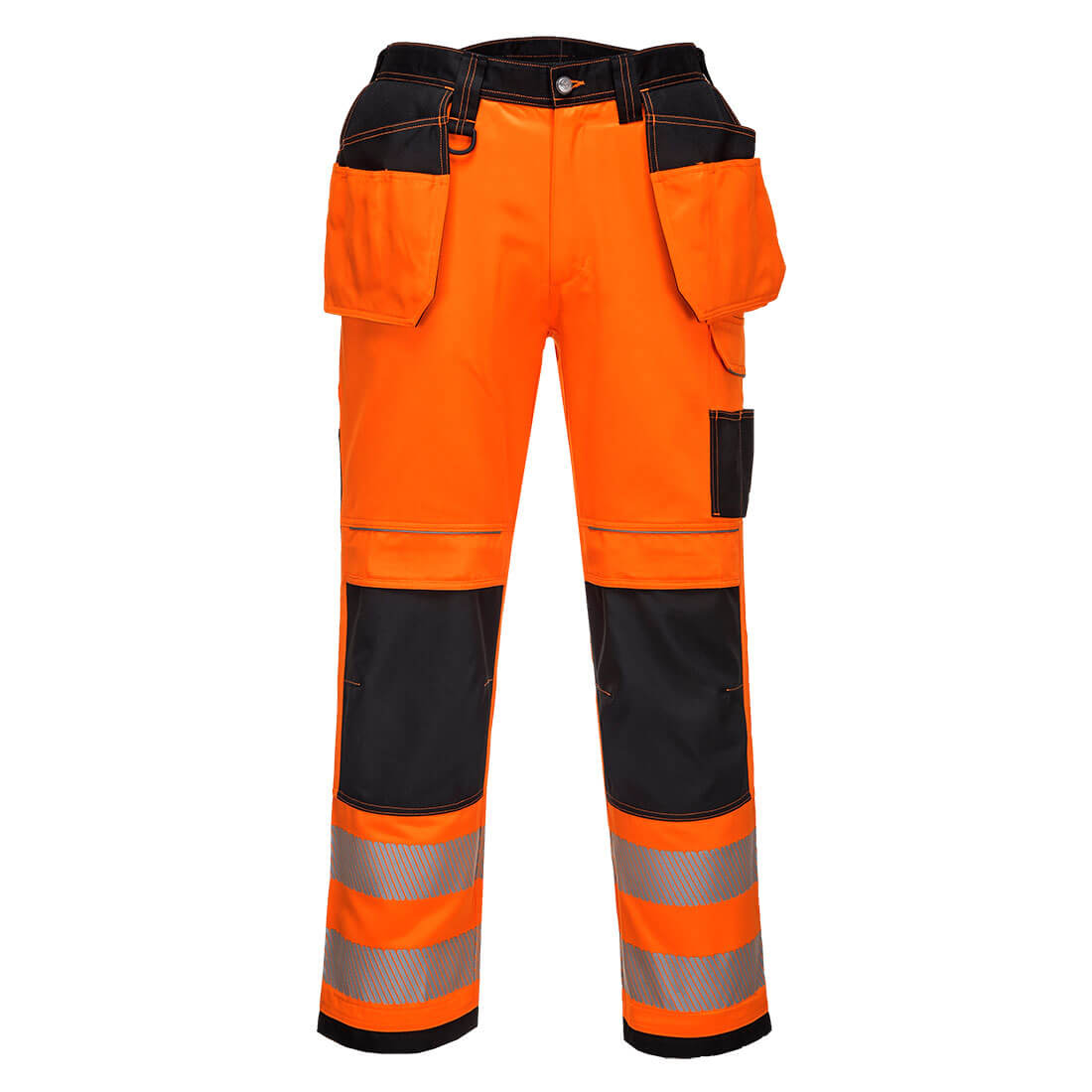 PW306 PW3 Hi-Vis Stretch Holster Pocket Trousers Orange/Black