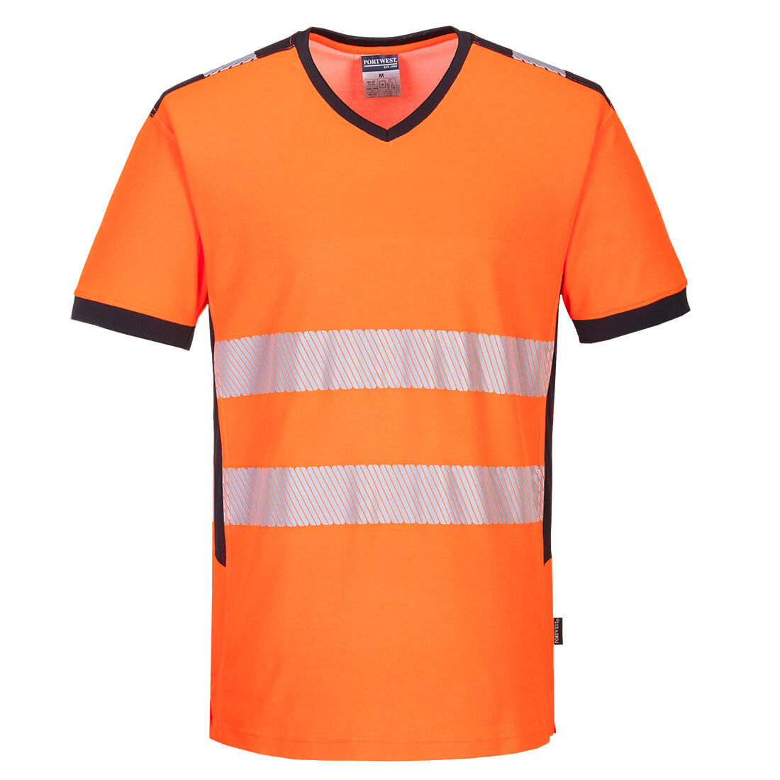 PW310 PW3 Hi-Vis V-Neck Mesh Insert T-Shirt S/S Orange/Black
