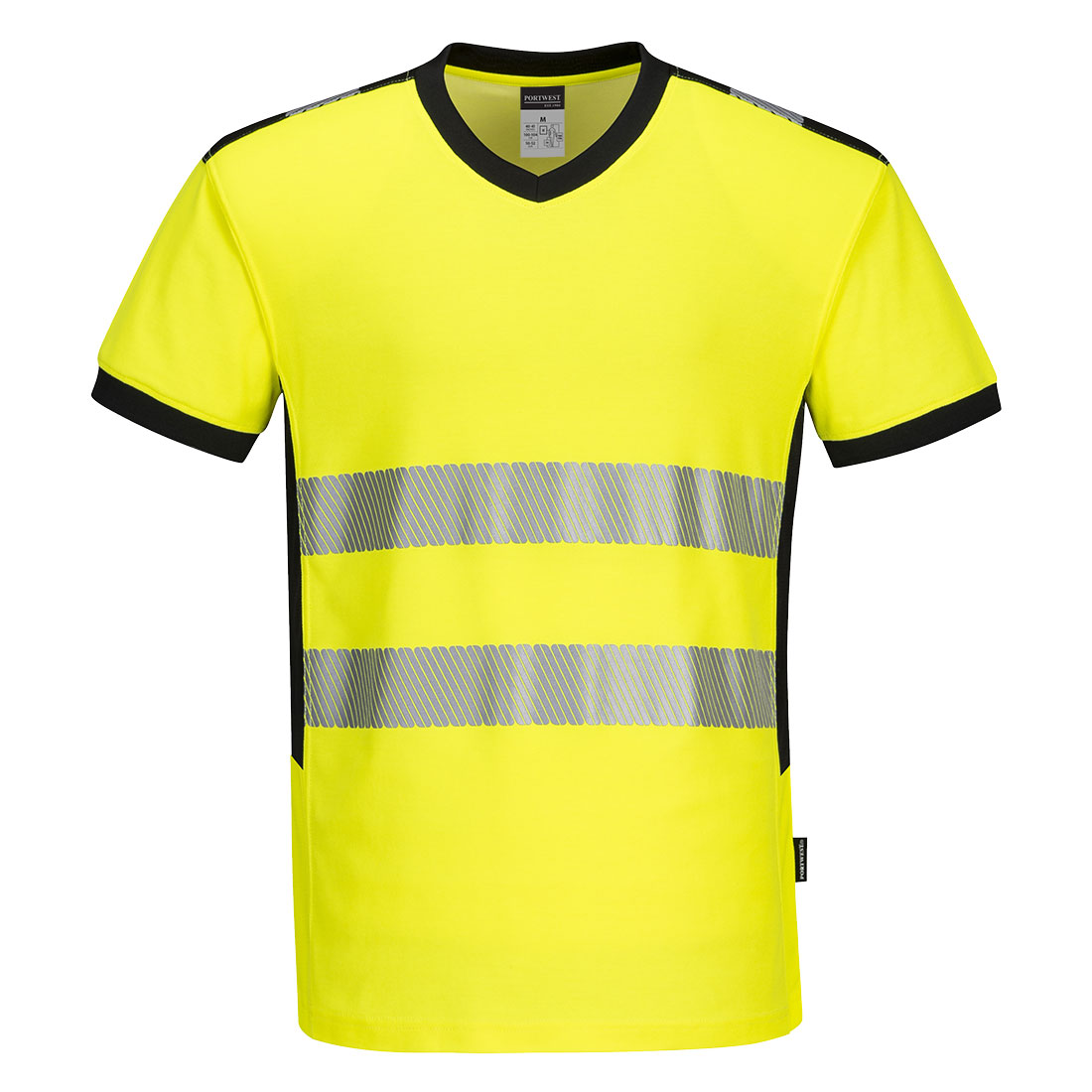 PW310 PW3 Hi-Vis V-Neck Mesh Insert T-Shirt S/S Yellow/Black