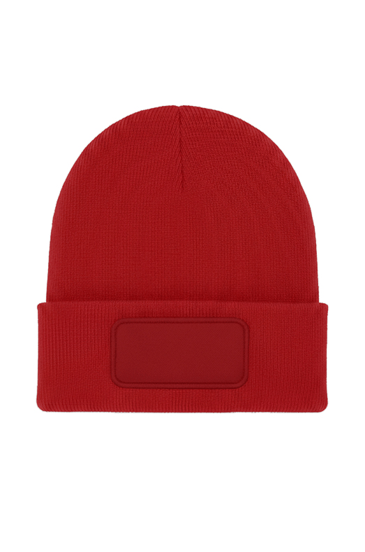 UC411 Red Rectangular Patch Beanie