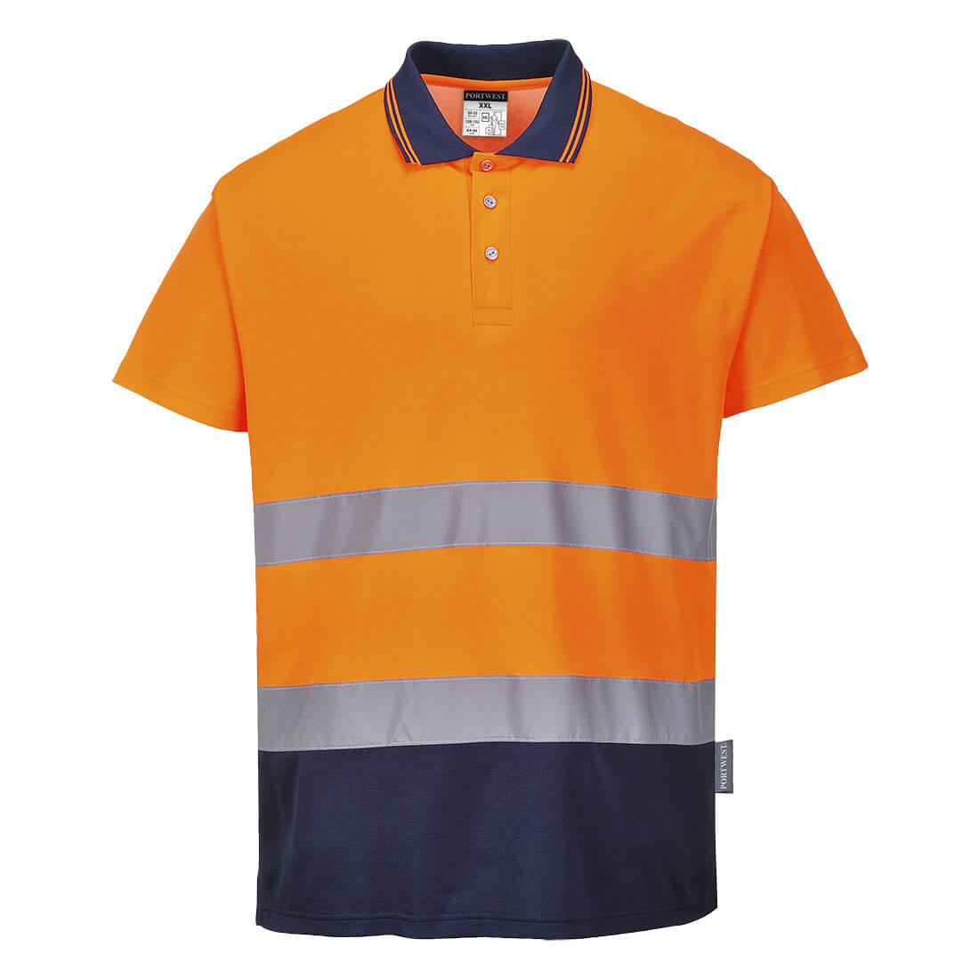 S174 Hi-Vis Cotton Comfort Contrast Polo Shirt S/S  Orange/Navy