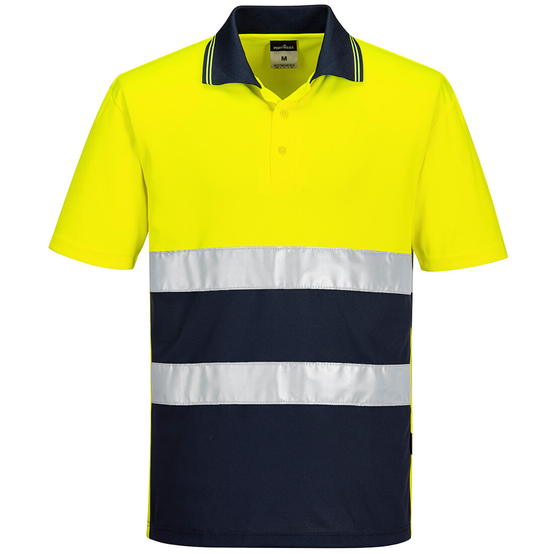 S175 Hi-Vis Lightweight Contrast Polo Shirt S/S  Yellow/Navy
