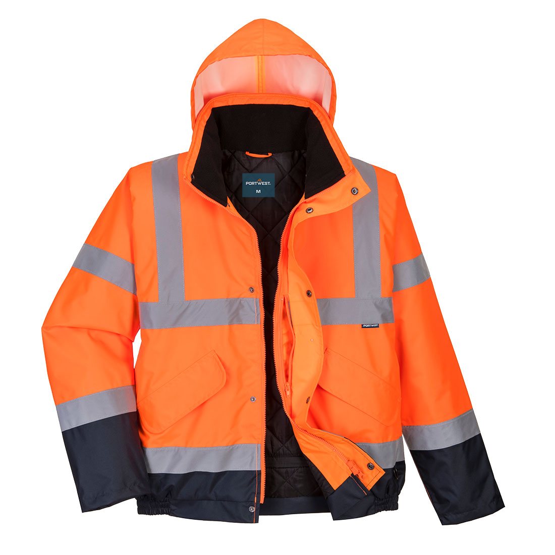 S266 Hi-Vis Contrast Winter Bomber Jacket Orange/Navy S266 Hi-Vis Contrast Winter Bomber Jacket Orange/Navy