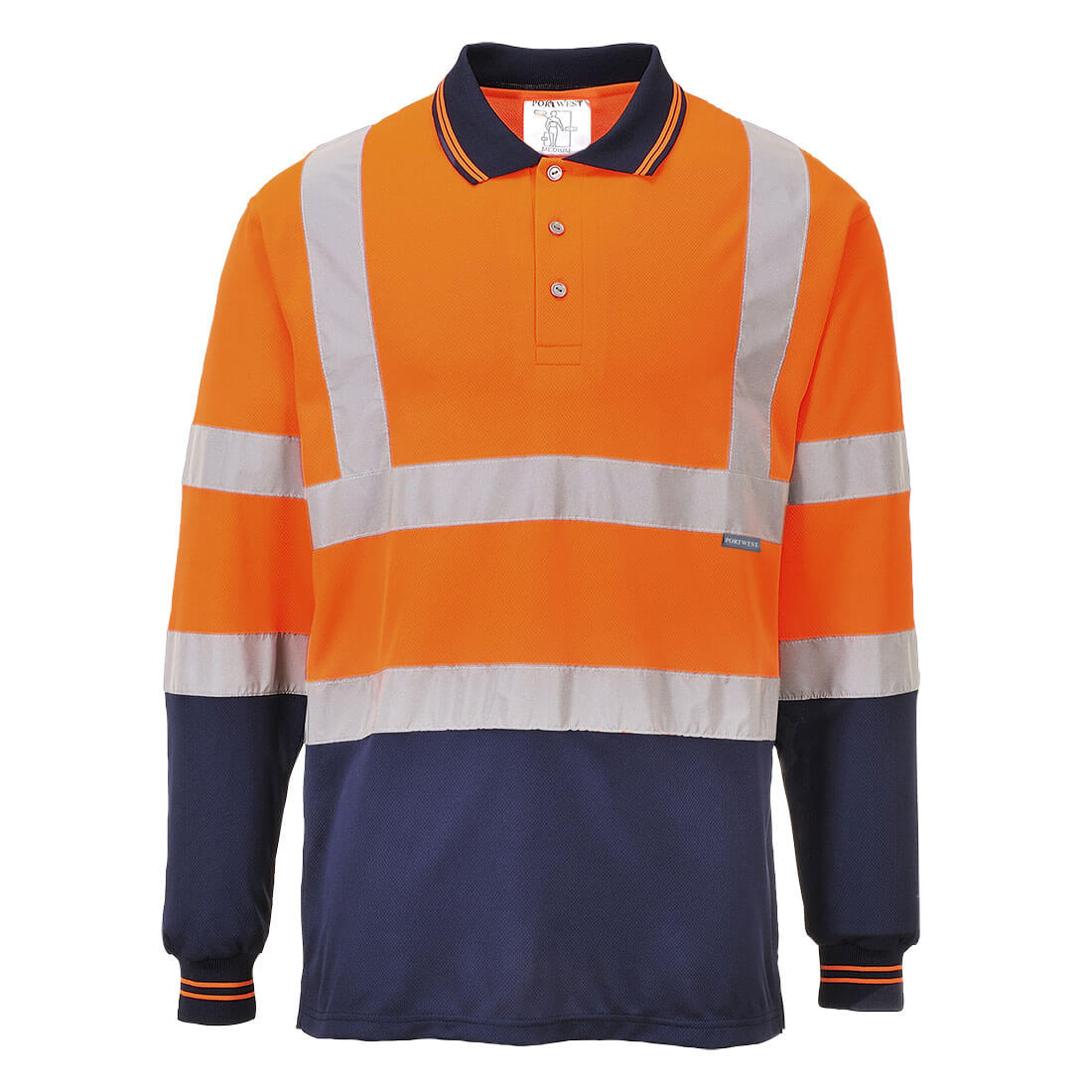 S279 Hi-Vis Contrast Polo Shirt L/S Orange/Navy S279 Hi-Vis Contrast Polo Shirt L/S Orange/Navy