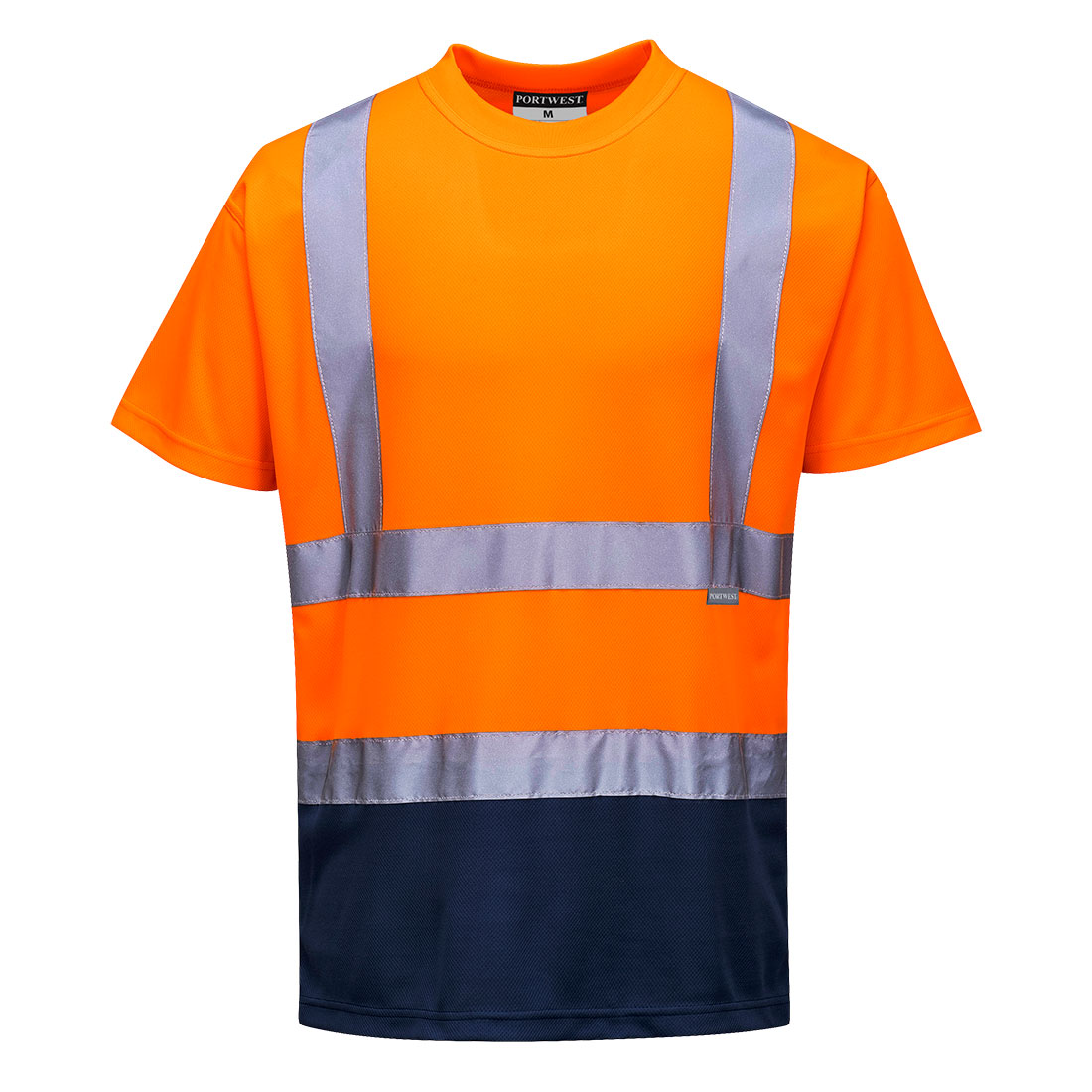 S378 Hi-Vis Contrast T-Shirt S/S  Orange/Navy
