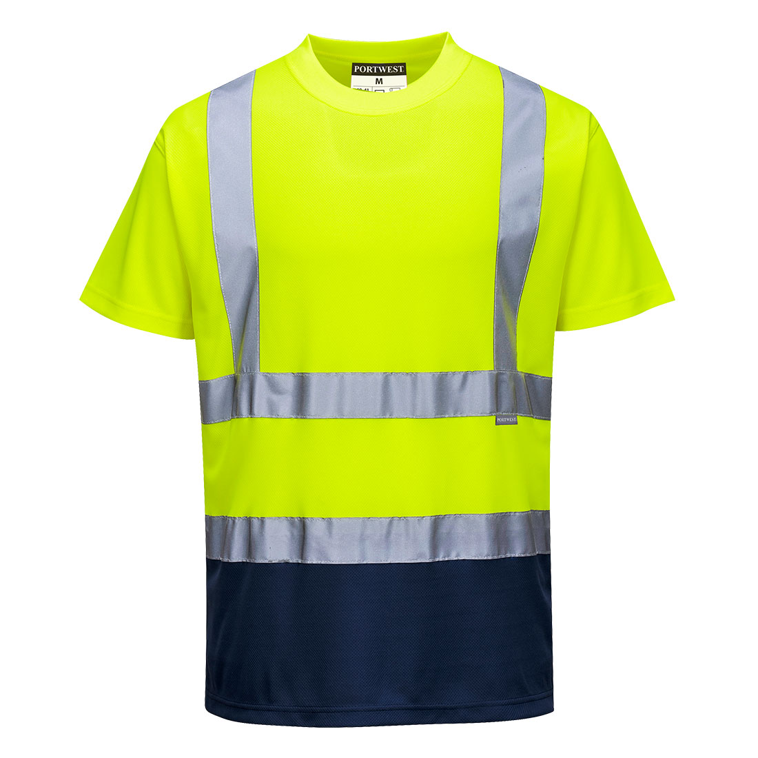 S378 Hi-Vis Contrast T-Shirt S/S  Yellow/Navy