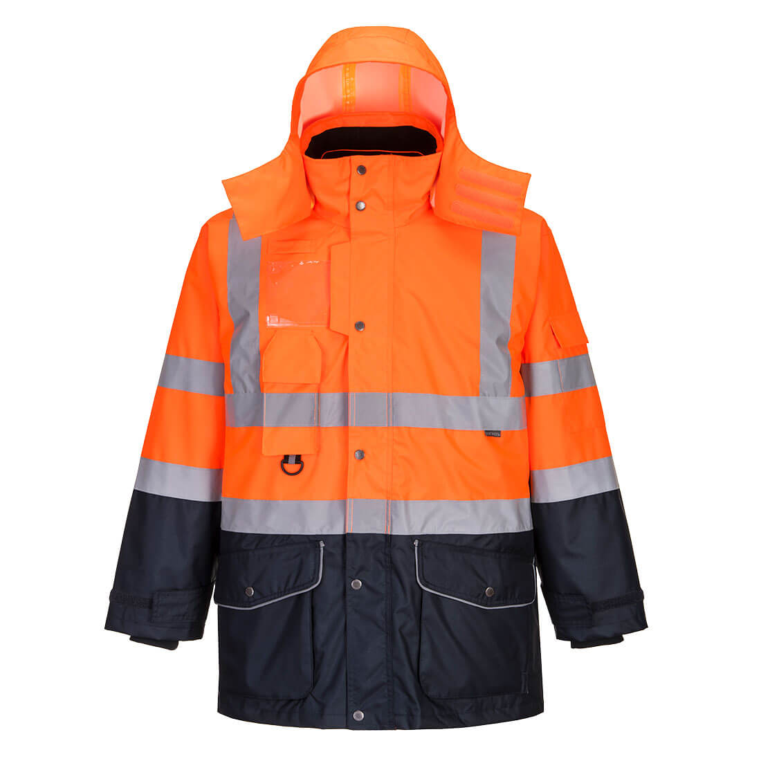 S426 Hi-Vis Breathable 7-in-1 Contrast Traffic Jacket  Orange/Navy