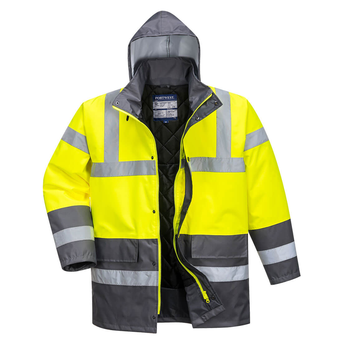 S466 Hi-Vis Contrast Winter Traffic Jacket  Yellow/Grey