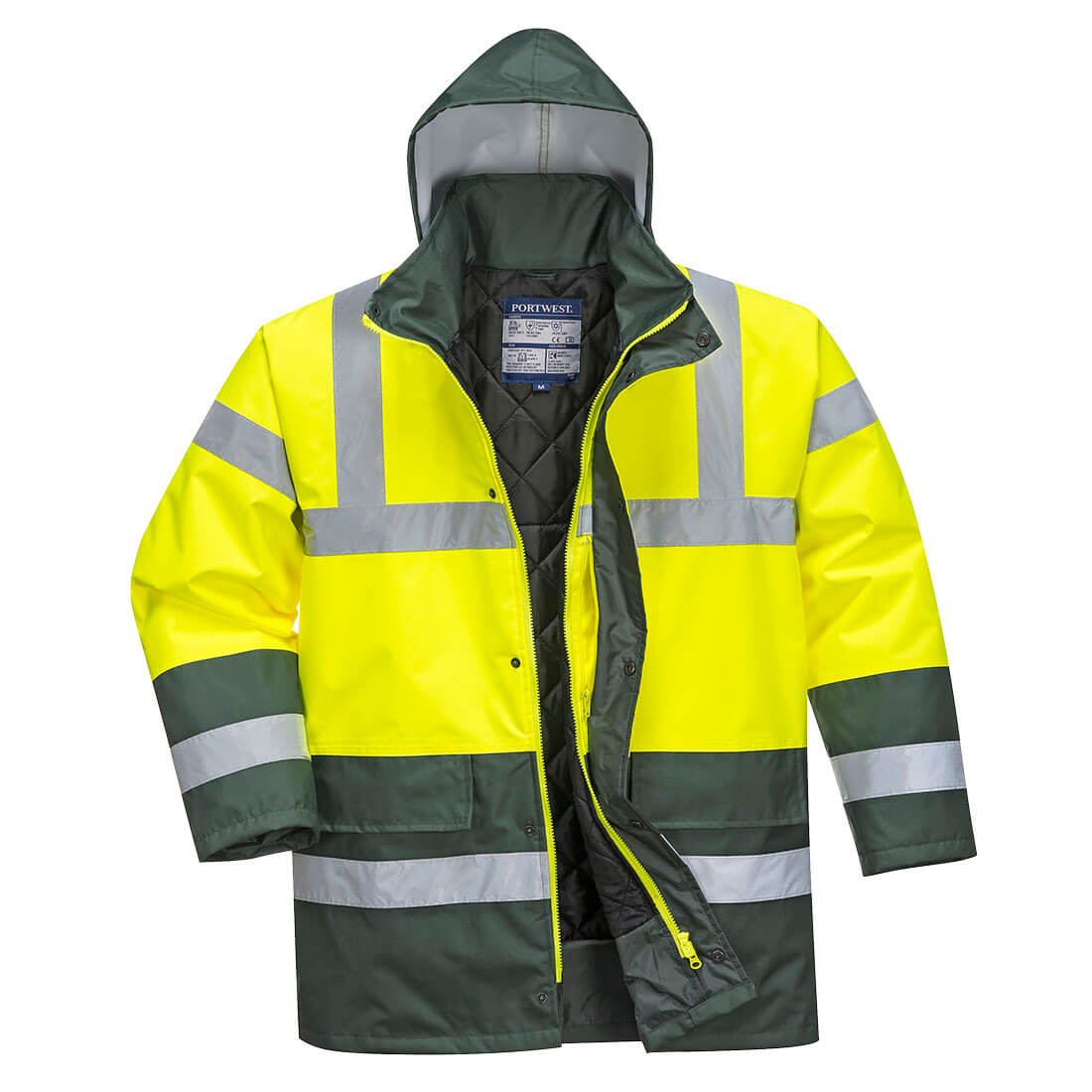 S466 Hi-Vis Contrast Winter Traffic Jacket  Yellow/Green