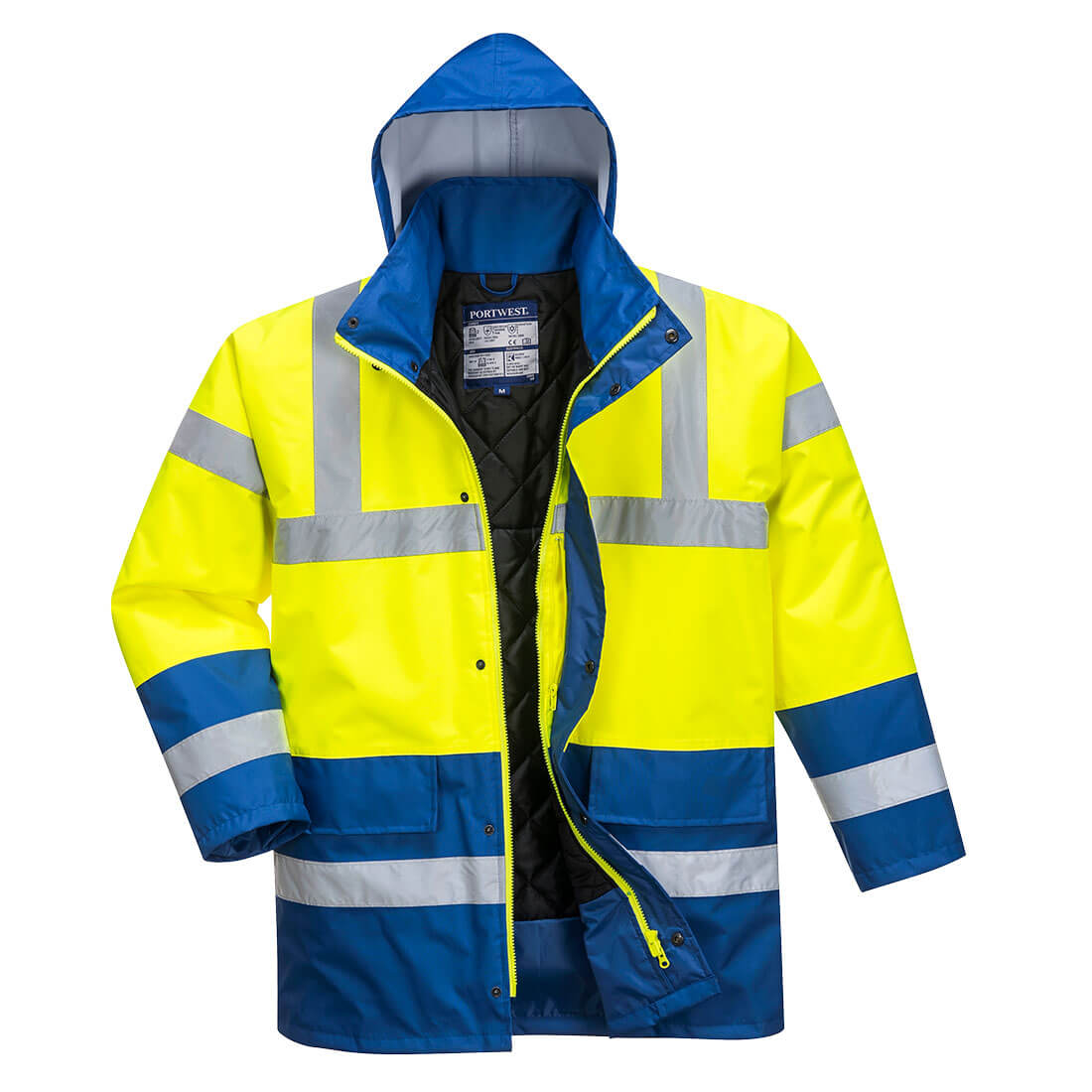 S466 Hi-Vis Contrast Winter Traffic Jacket  Yellow/Royal