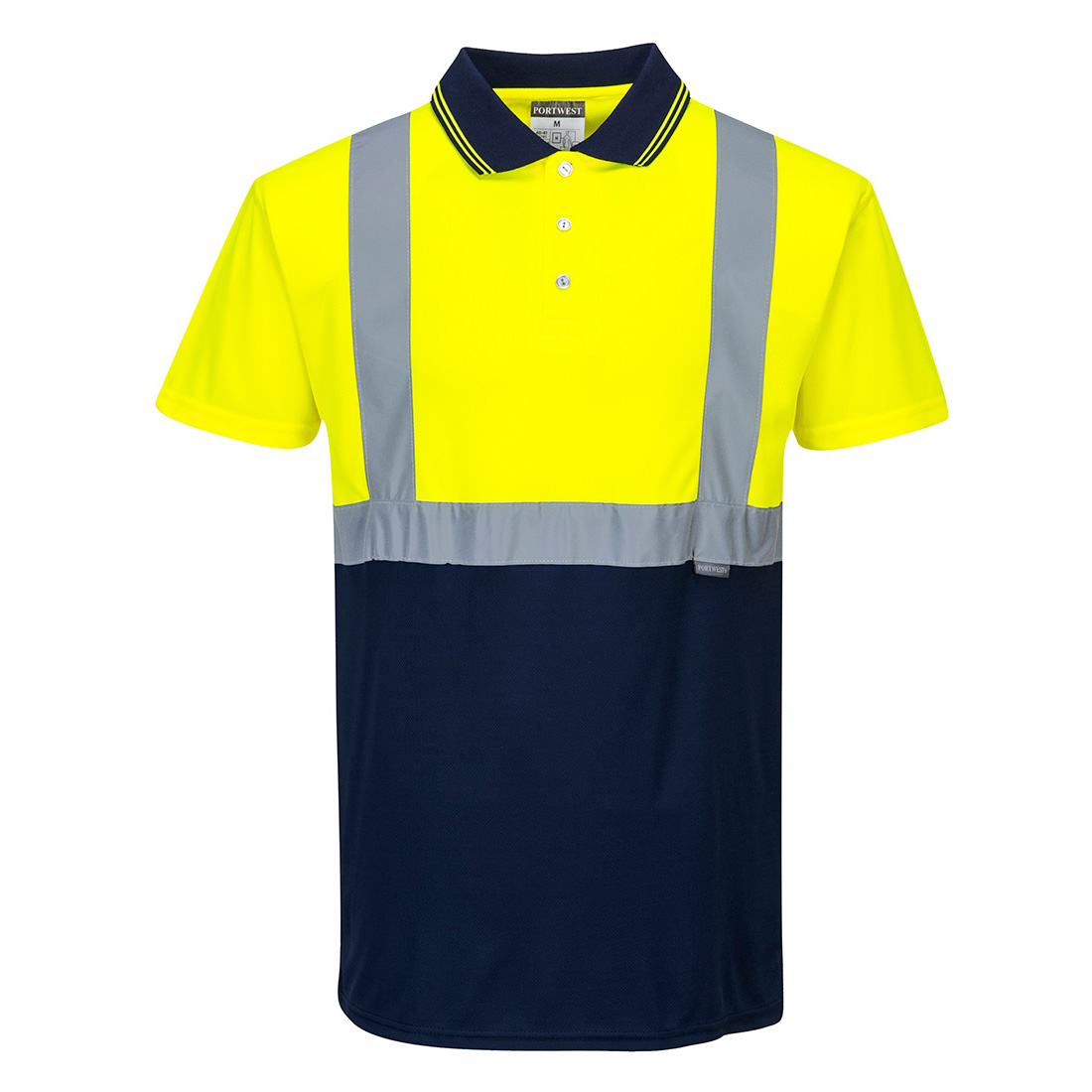 S479 Hi-Vis Contrast Polo Shirt S/S  Yellow/Navy