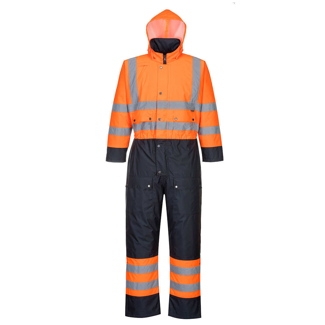 S485 Hi-Vis Contrast Winter Coverall Orange/Navy