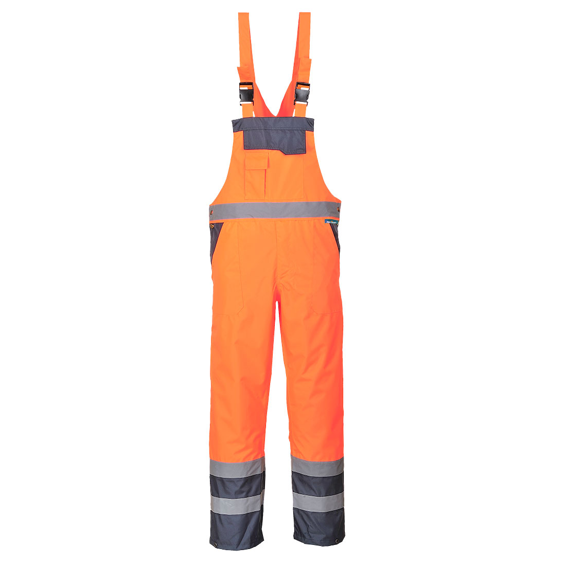 S488 Hi-Vis Breathable Contrast Rain Bib and Brace Orange/Navy S488 Hi-Vis Breathable Contrast Rain Bib and Brace Orange/Navy