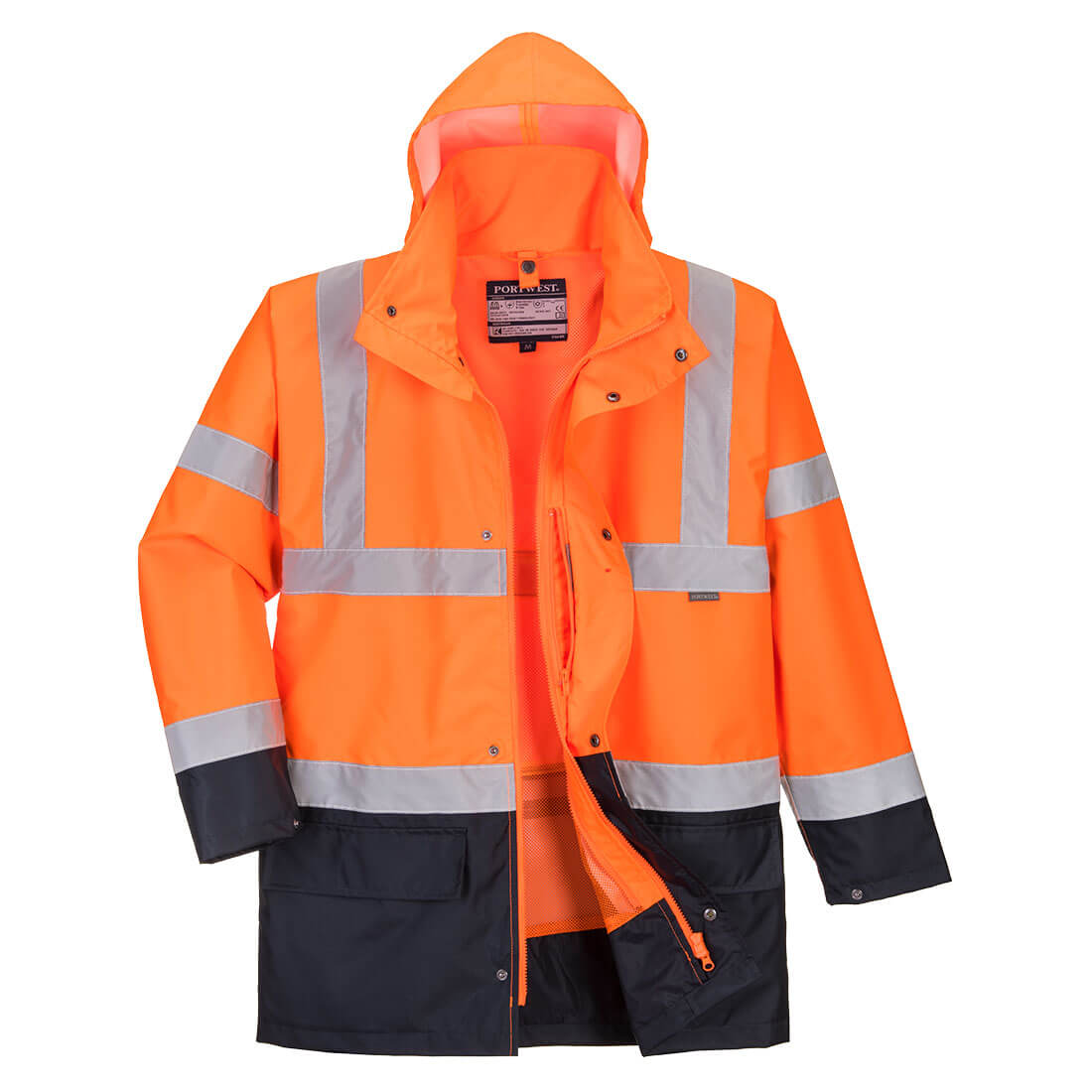 S766 Hi-Vis 5-in-1 Contrast Essential Jacket  Orange/Navy