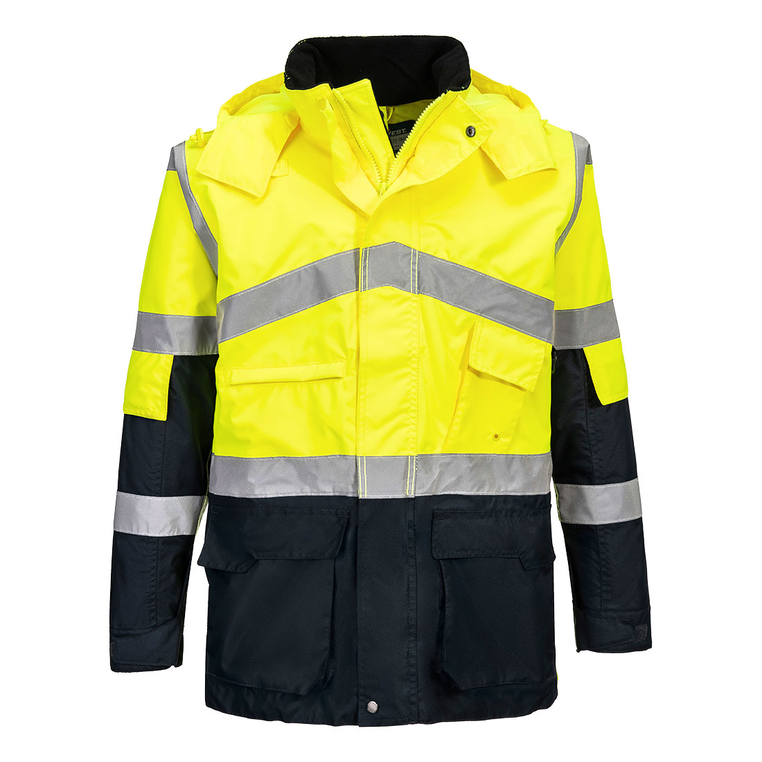 S760 Hi-Vis Breathable Contrast Rain Jacket Yellow/Navy S760 Hi-Vis Breathable Contrast Rain Jacket Yellow/Navy