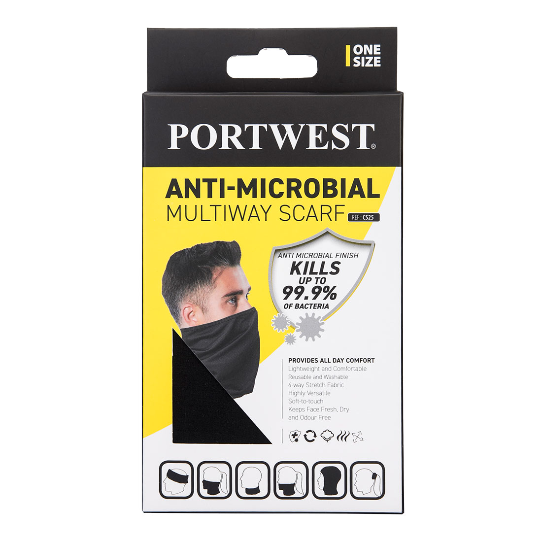 CS25 Anti-Microbial Multiway Scarf Black