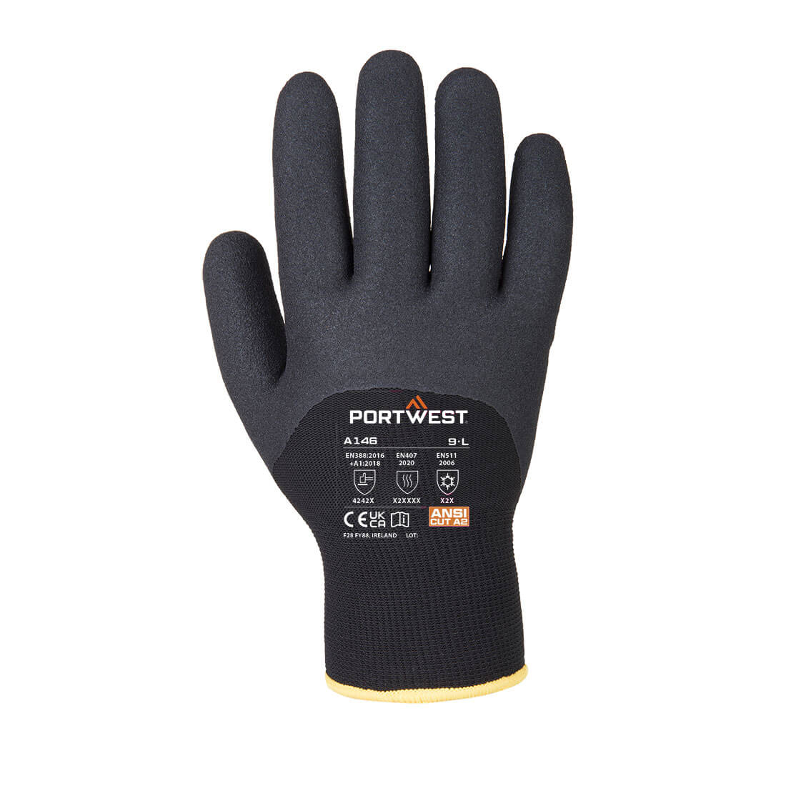A146 Cold 15 Nitrile Sandy 3/4 Dipped Glove Black