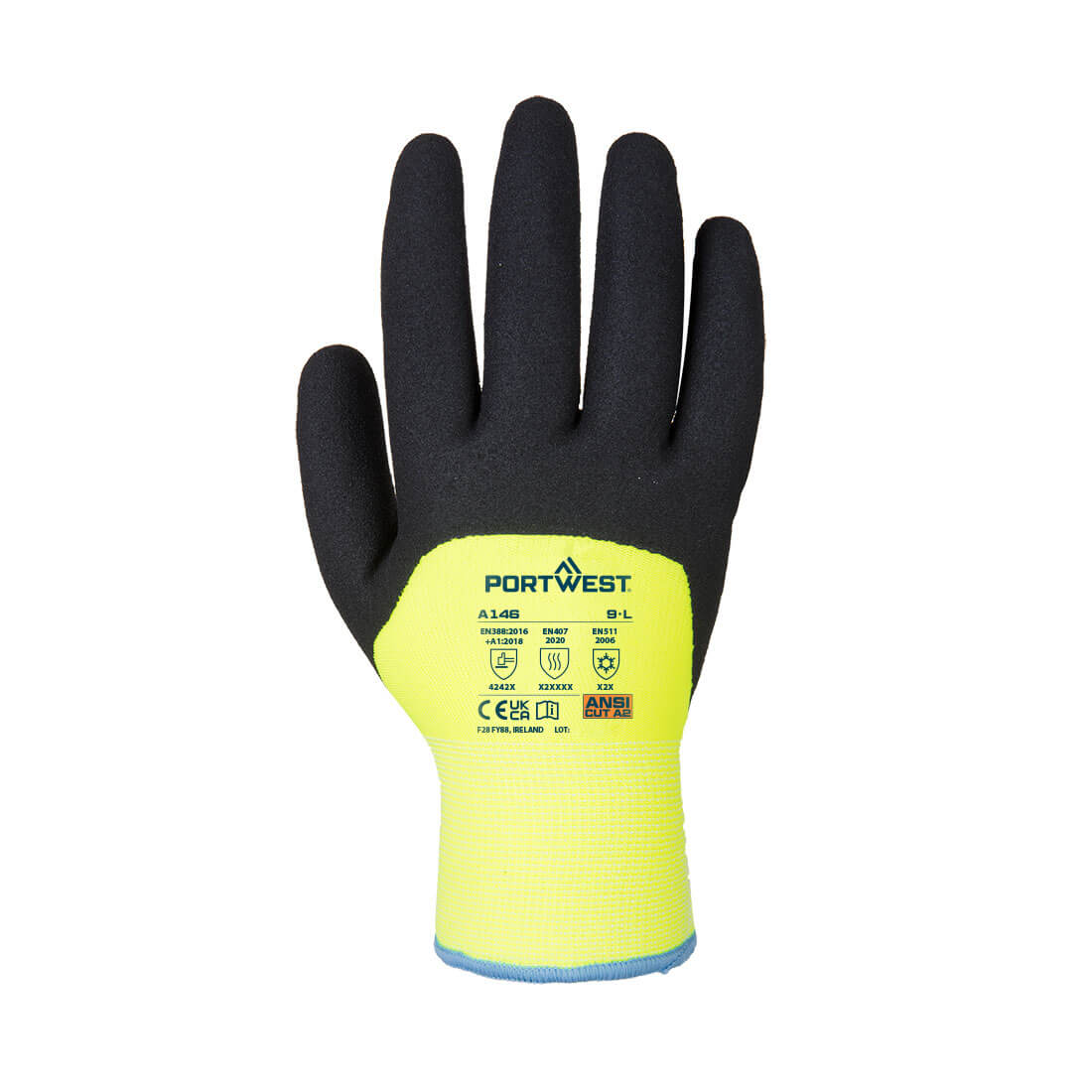 A146 Cold 15 Nitrile Sandy 3/4 Dipped Glove Yellow